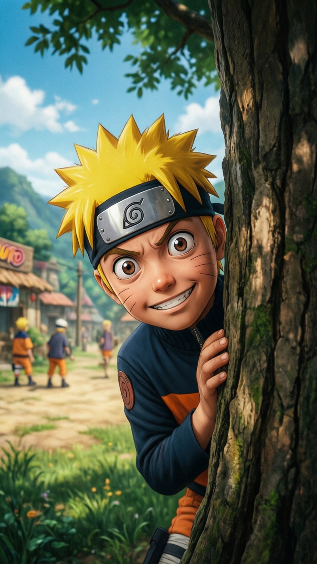 Naruto Mchanga Anayeficha na Kuchungulia Kimakosa Picha ya Ukuta