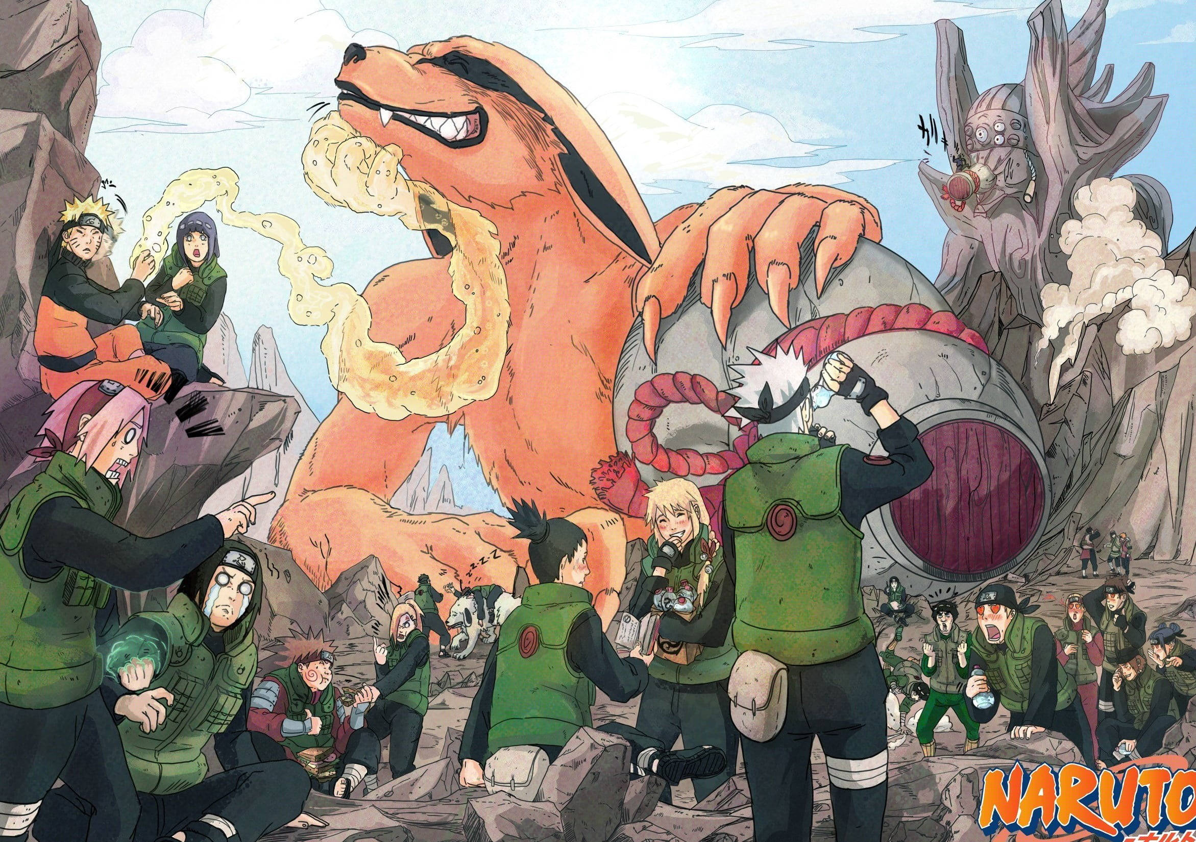 Naruto Moja Kurama Amejisimamia Juu ya Wahusika Picha ya Ukuta