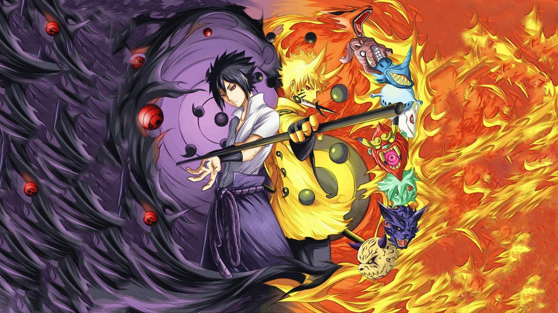 Naruto Mzuri Karibu na Sasuke Picha ya Ukuta