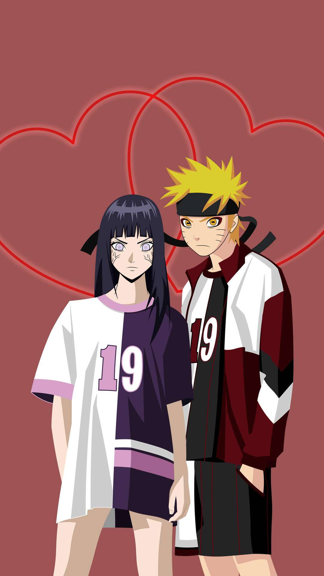 Naruto na Hinata Mavazi ya Kawaida Picha ya Ukuta