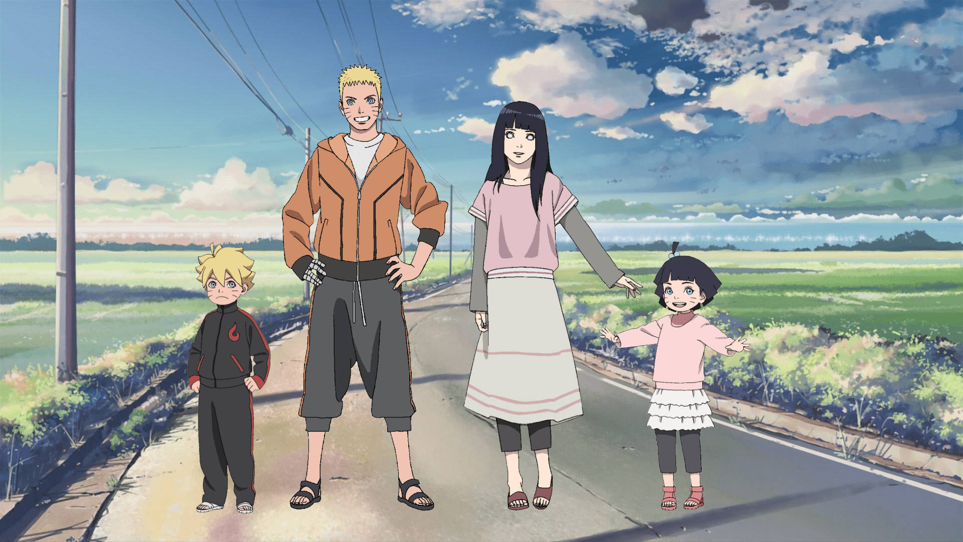 Naruto na Hinata Pamoja na Watoto Wao Picha ya Ukuta