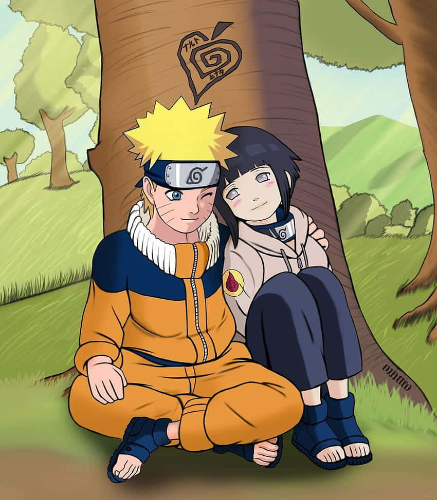 Naruto na Hinata Wakiwa Tarehe ya Bustani Picha ya Ukuta