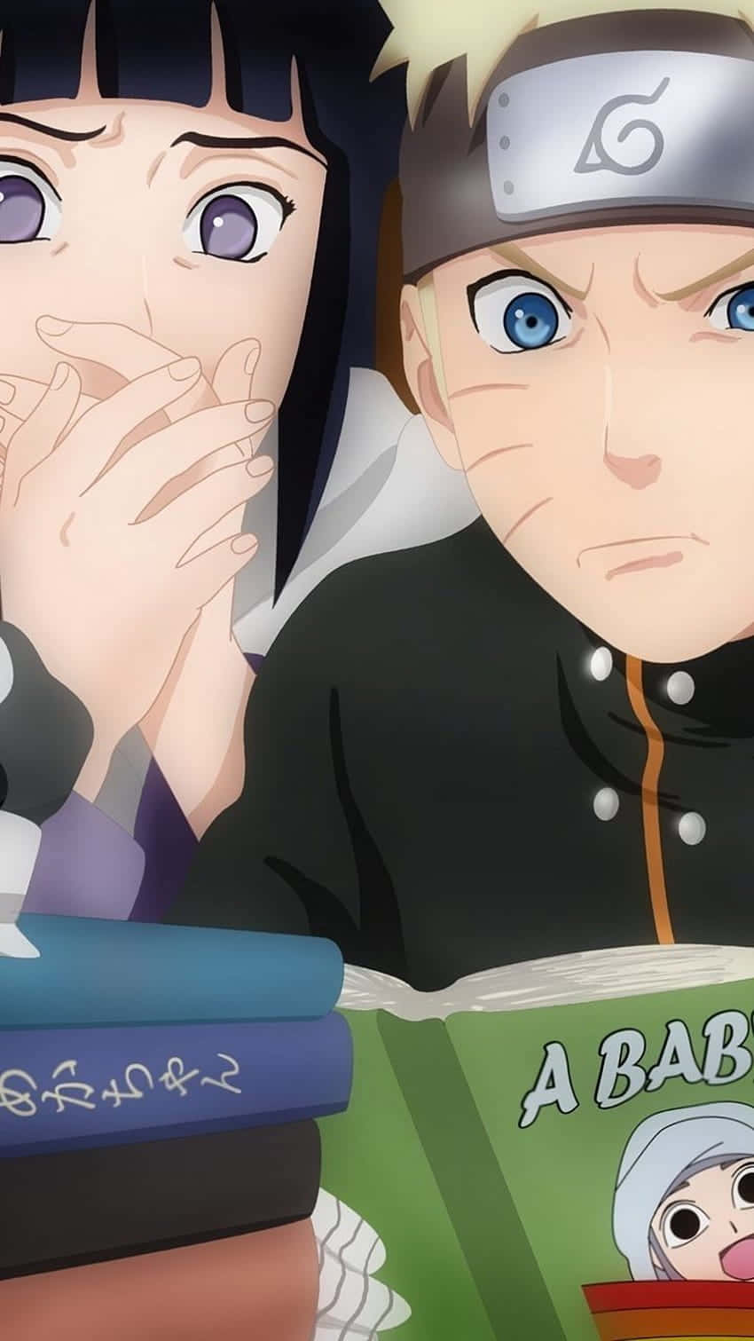 Naruto na Hinata Wanasoma Kitabu Picha ya Ukuta