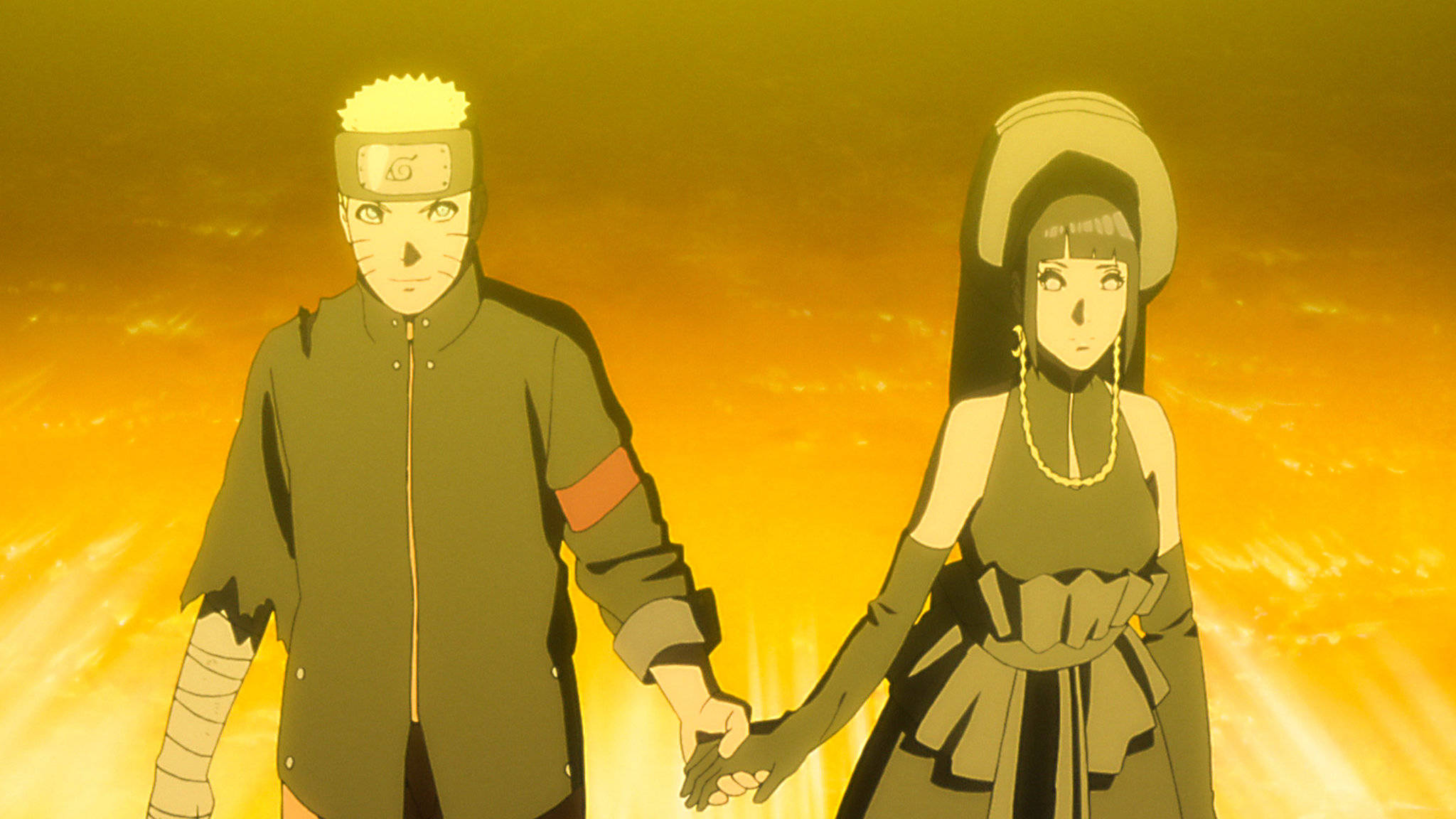 Naruto na Hinata Kishikishana Mikono Picha ya Ukuta