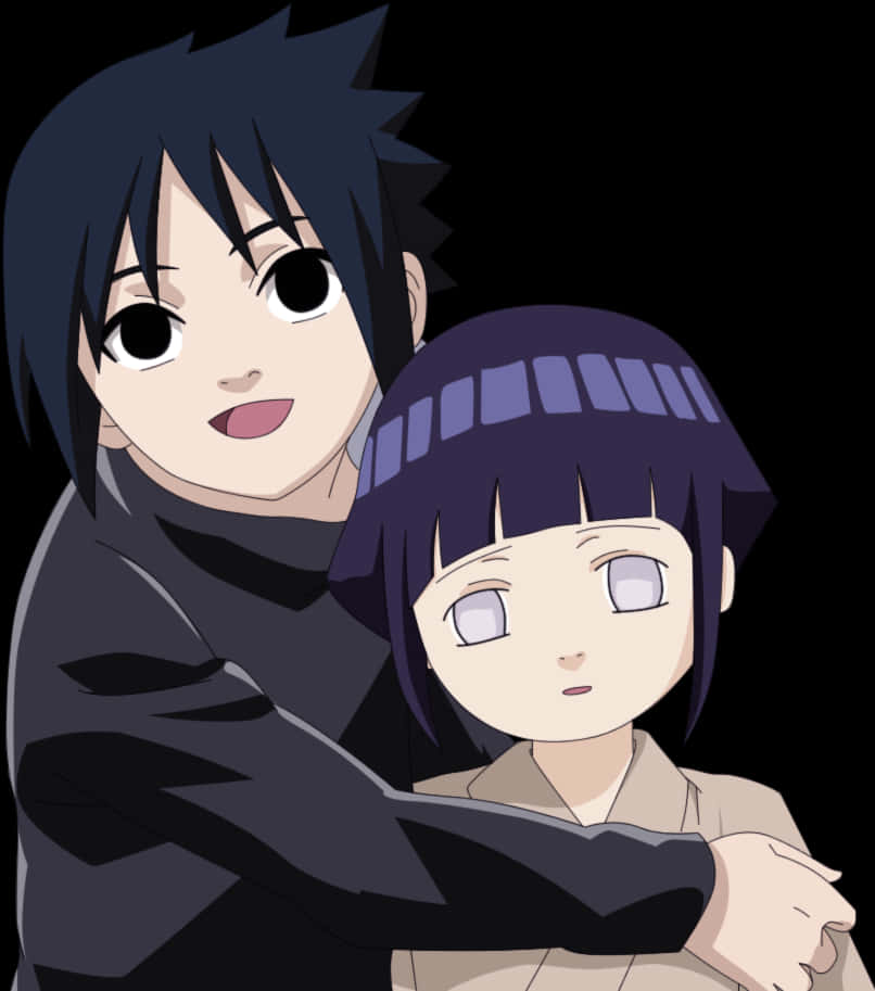 Naruto na Hinata Kukumbatiana Anime Picha ya Ukuta