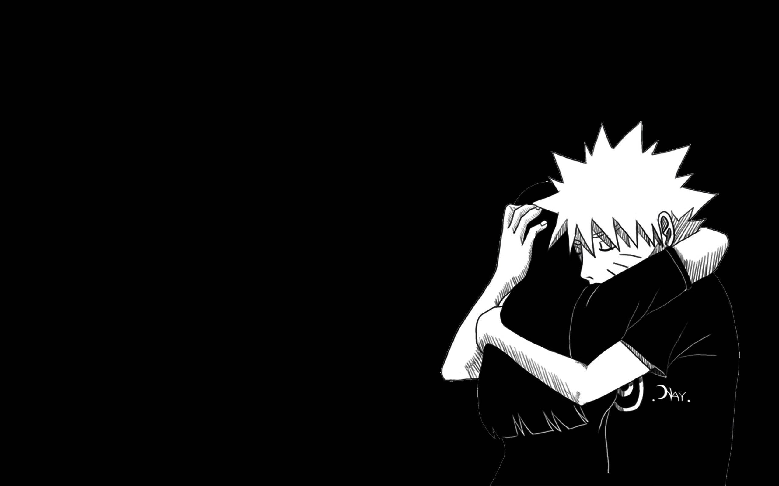 Naruto na Hinata Nyeusi na Nyeupe Picha ya Ukuta