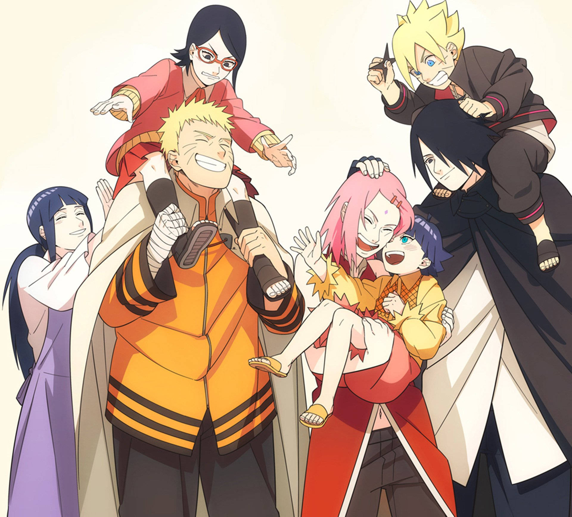 Naruto na Hinata pamoja na Sakura na Sasuke Picha ya Ukuta