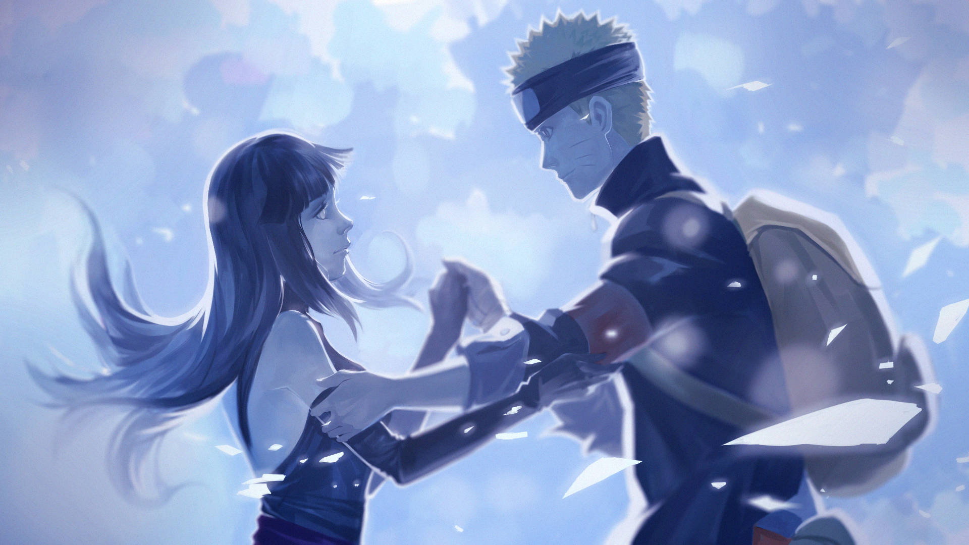 Naruto na Hinata katika Theluji ya Majira ya Baridi Picha ya Ukuta