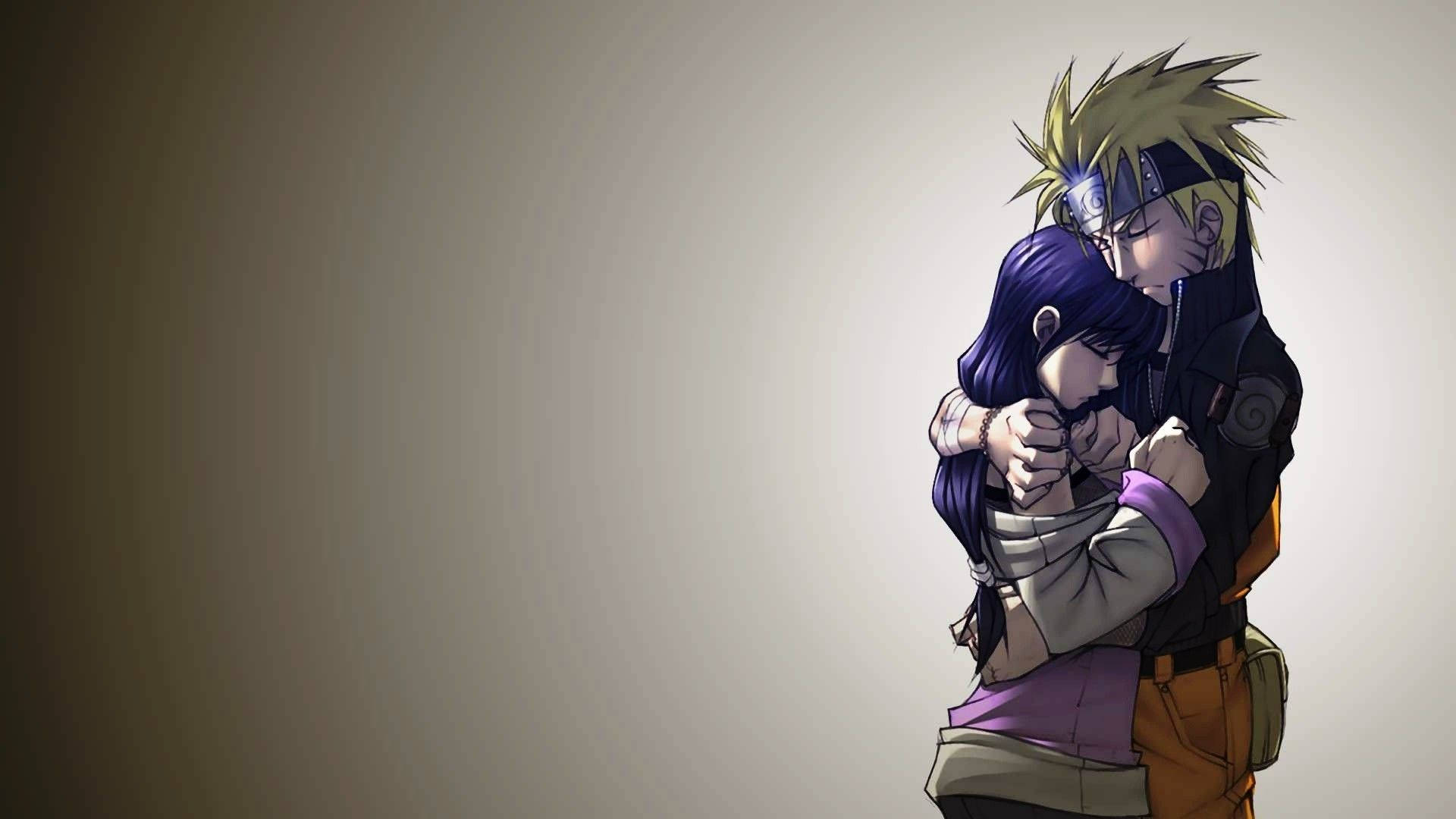Naruto na Hinata wakikumbatiana Picha ya Ukuta
