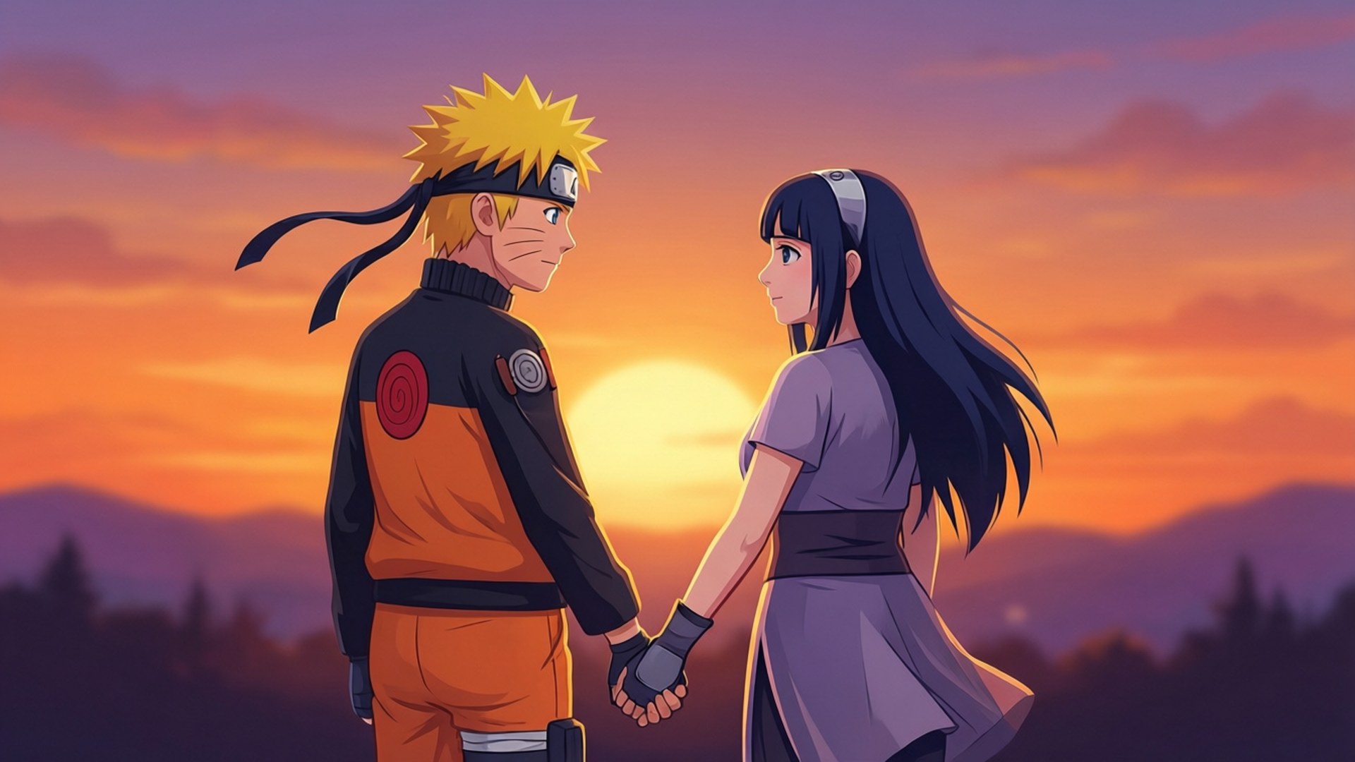 Naruto na Hinata Vector Picha ya Ukuta