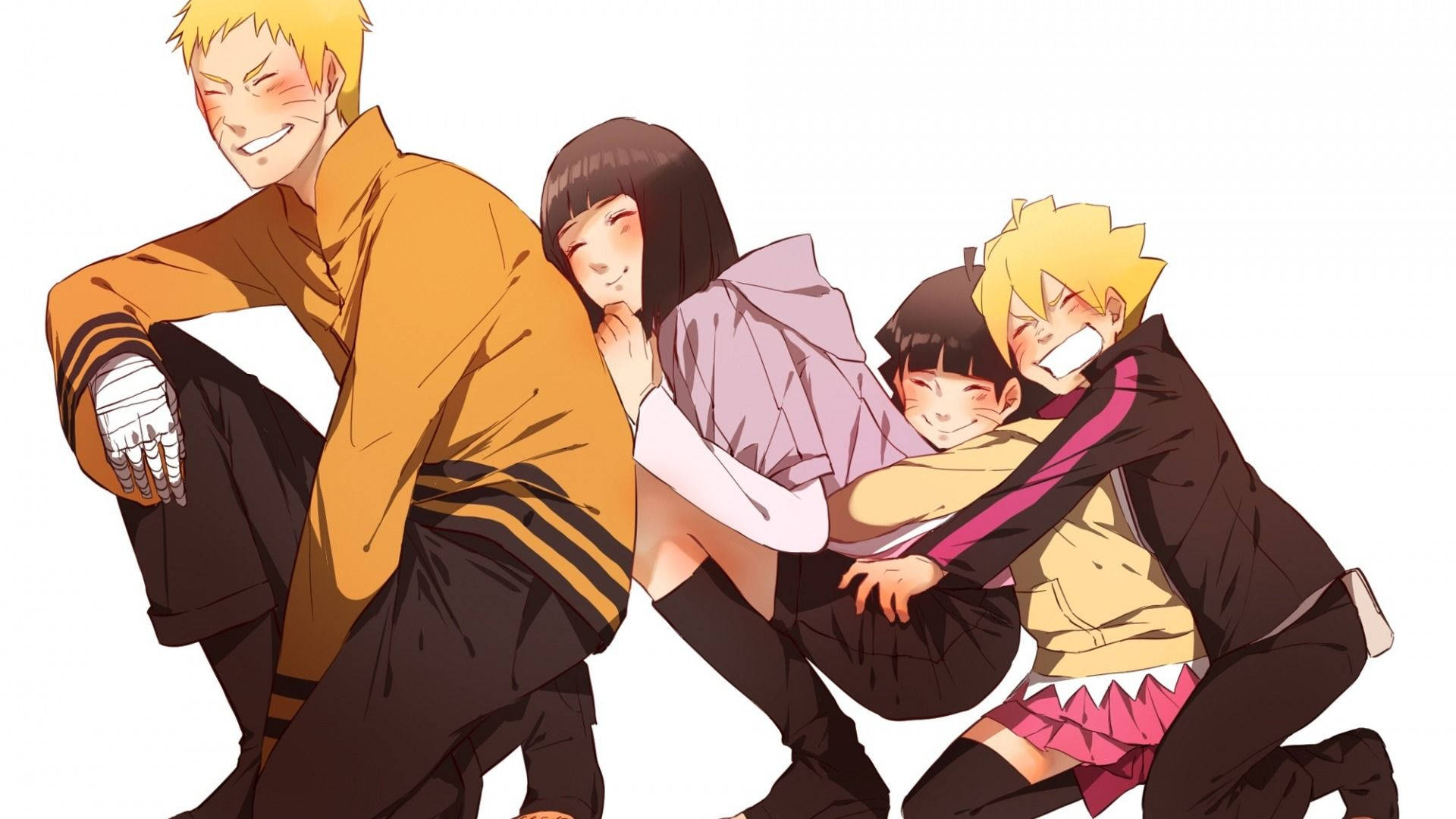 Naruto na Hinata Pamoja na Watoto Picha ya Ukuta