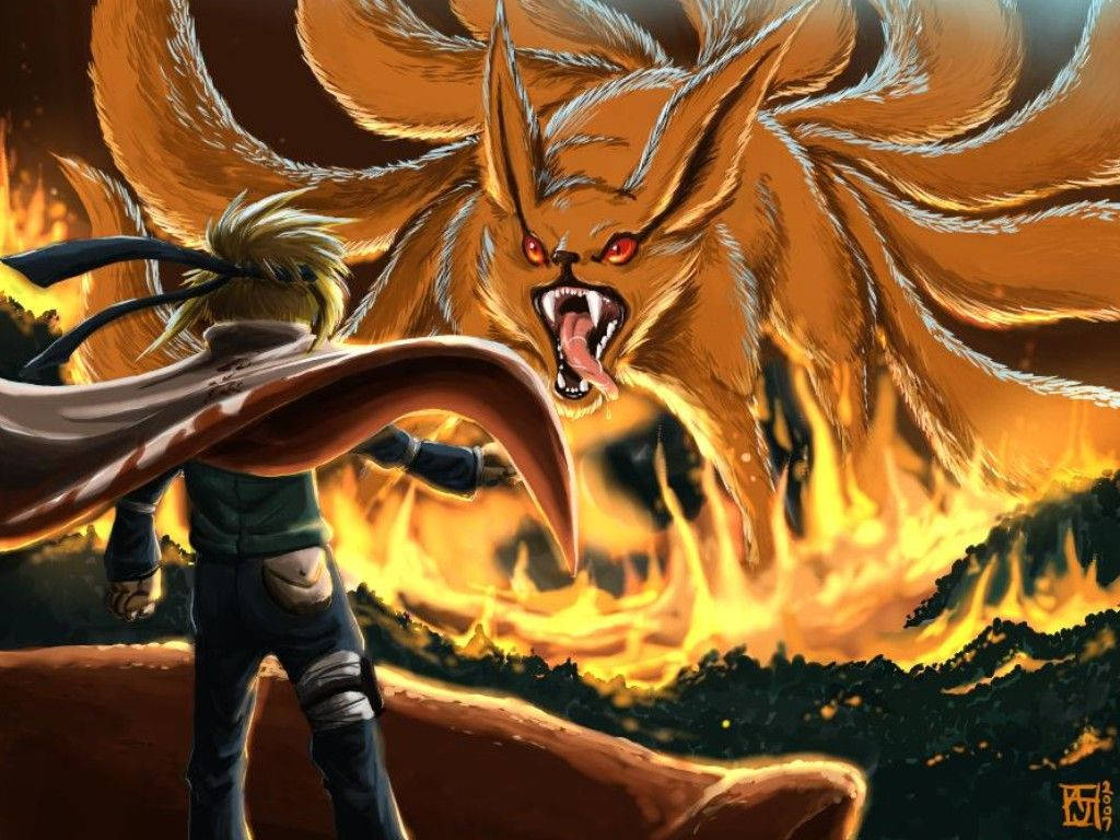 Naruto na Kurama Wabaya Picha ya Ukuta