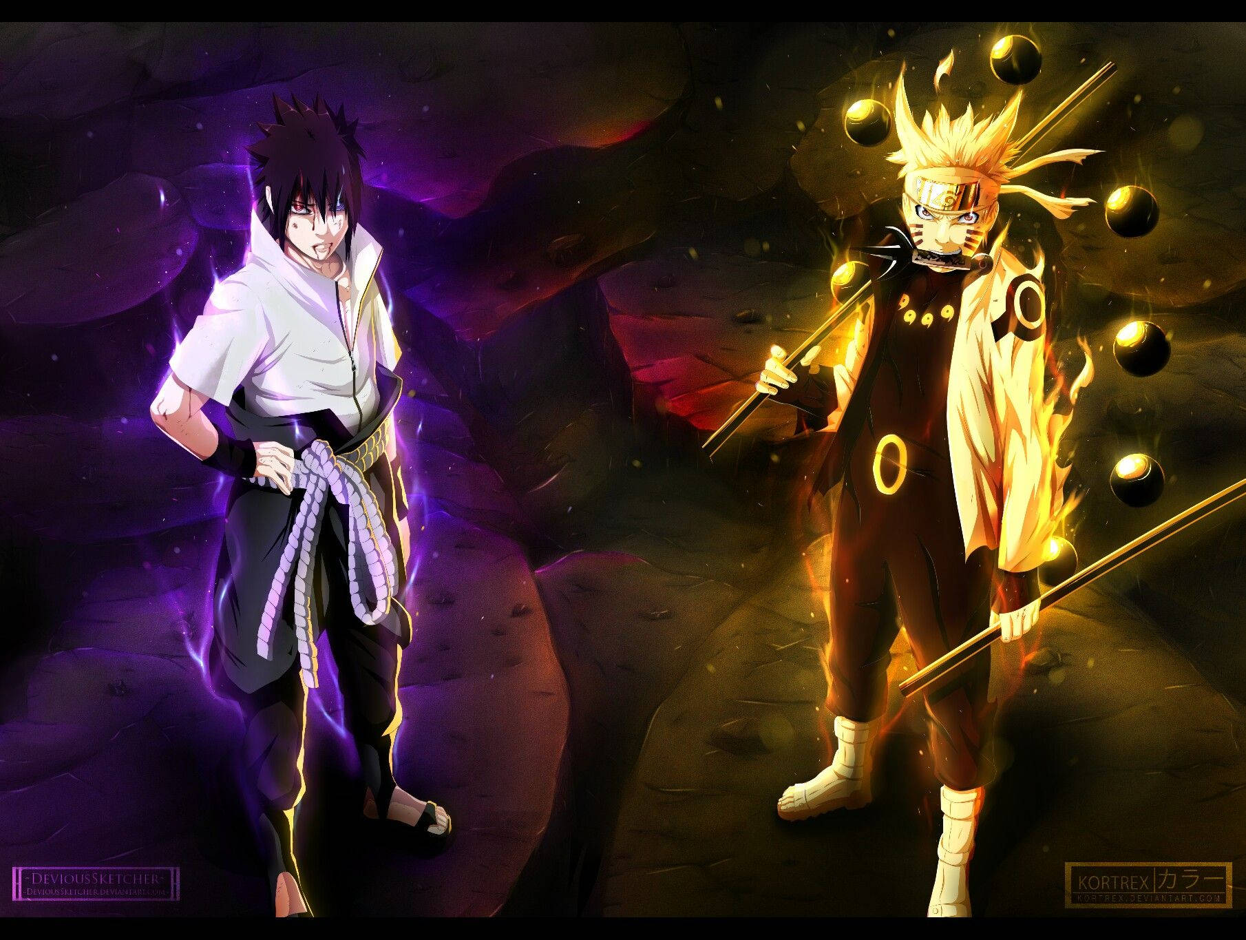 Naruto na Sasuke Dhidi ya Madara Picha ya Ukuta