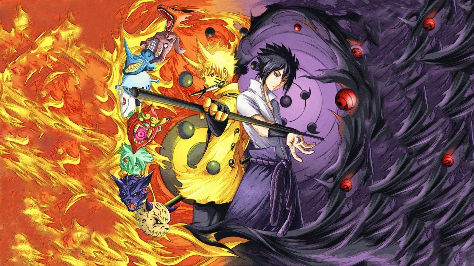 Naruto na Sasuke Hali ya Rikudou Sennin Picha ya Ukuta