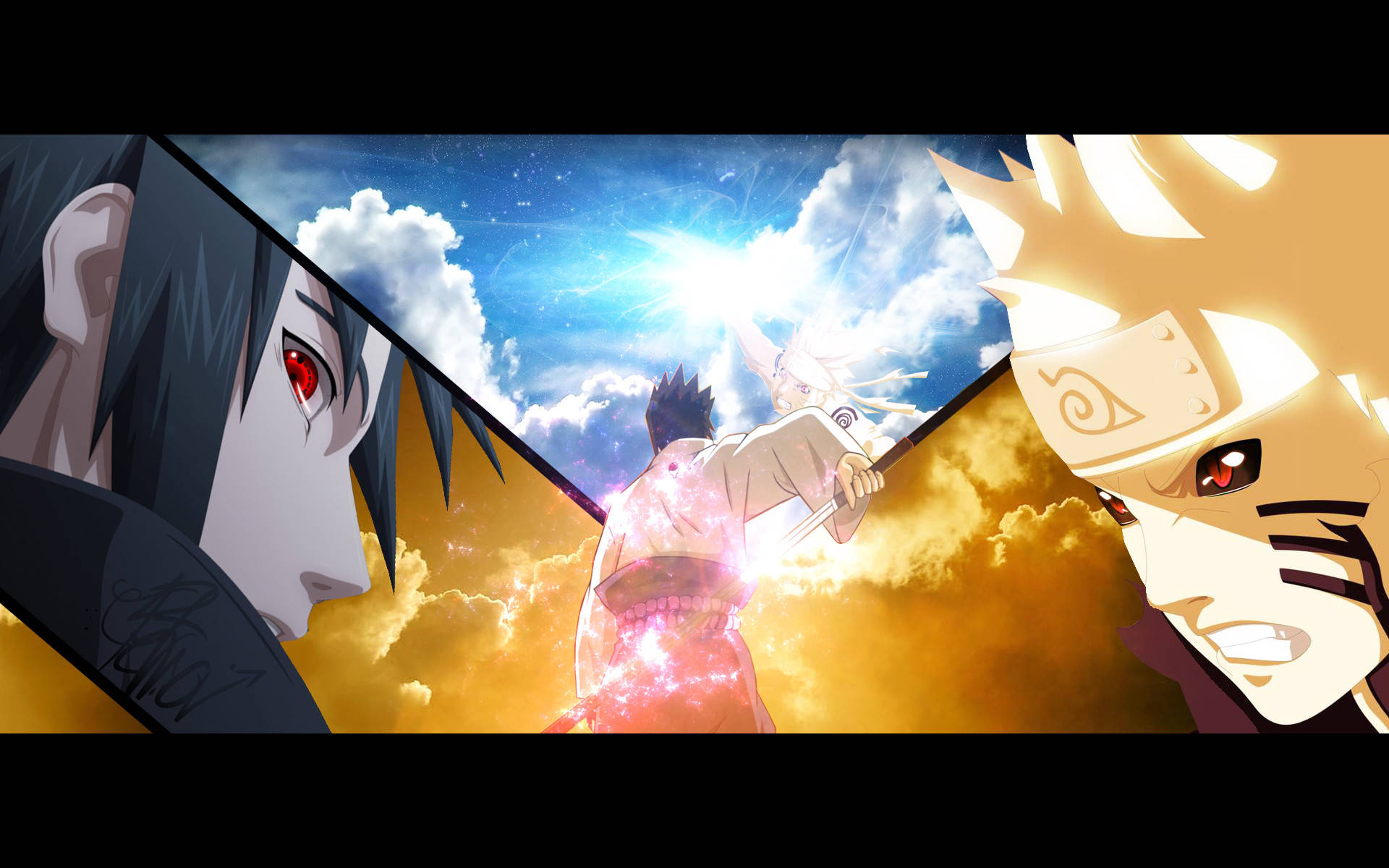 Naruto na Sasuke na Mawingu Picha ya Ukuta