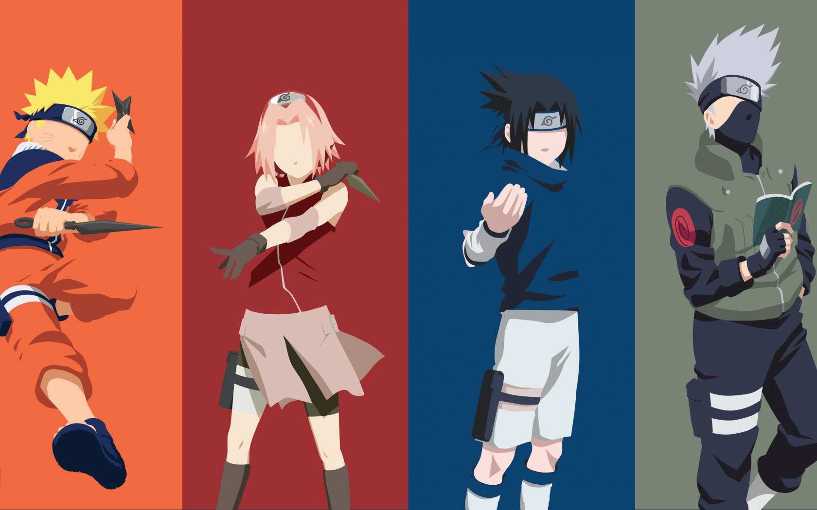 Naruto na Sasuke na Timu 7 Picha ya Ukuta