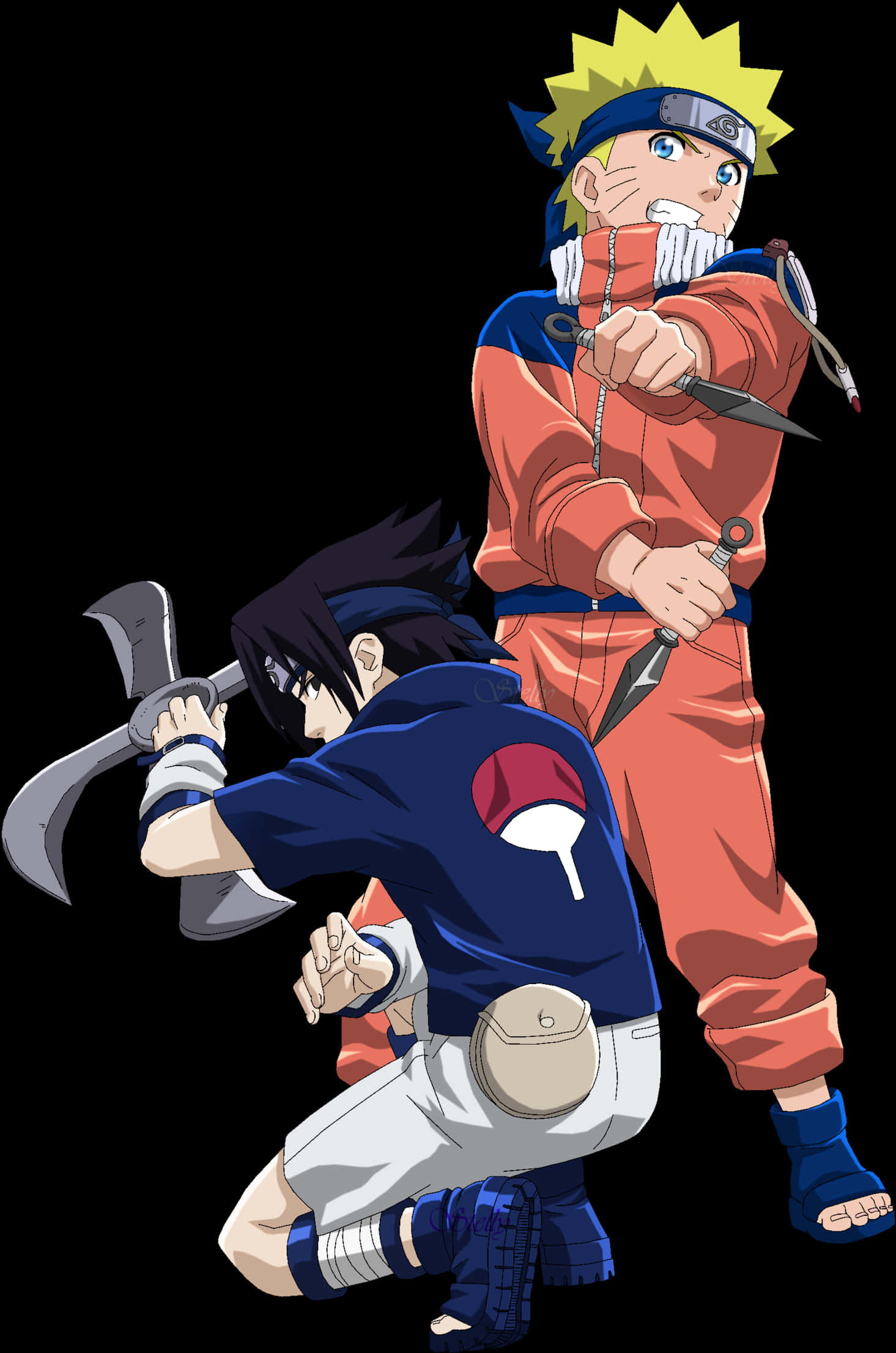 Naruto na Sasuke Tayari kwa Vita Picha ya Ukuta