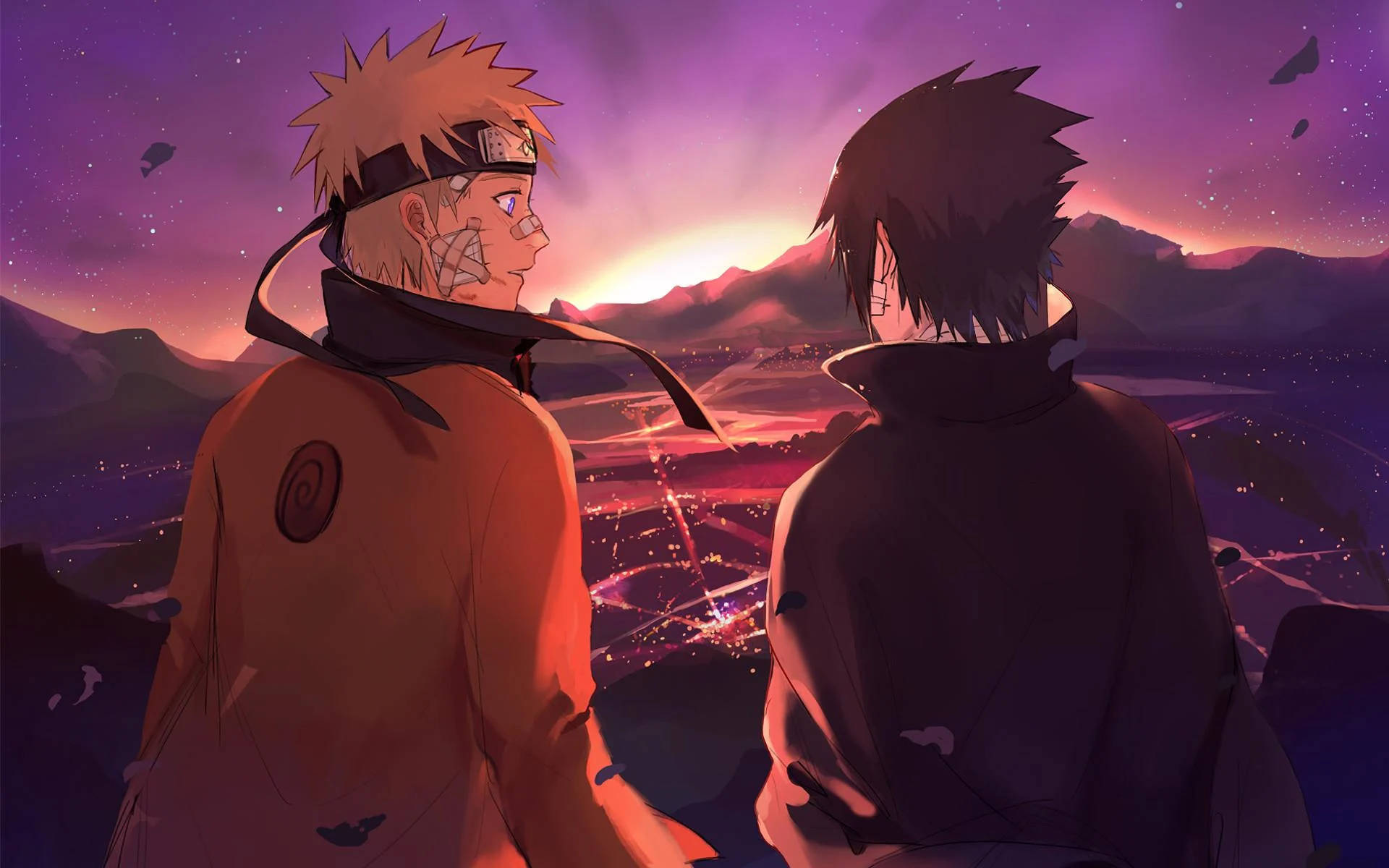 Naruto na Sasuke wa Hidden Leaf Picha ya Ukuta