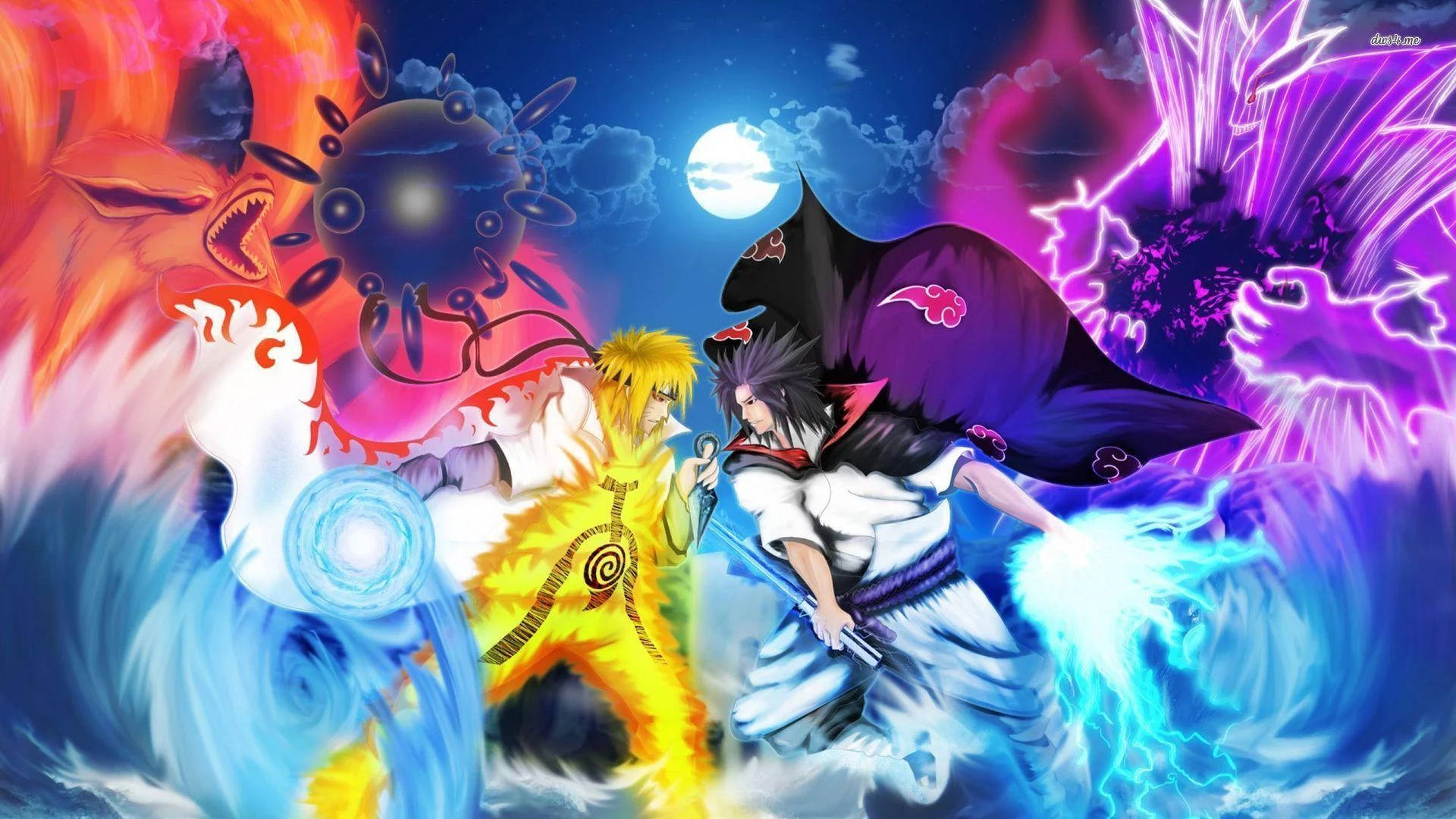 Naruto na Sasuke Wenye Nguvu Kupita Kiasi Picha ya Ukuta