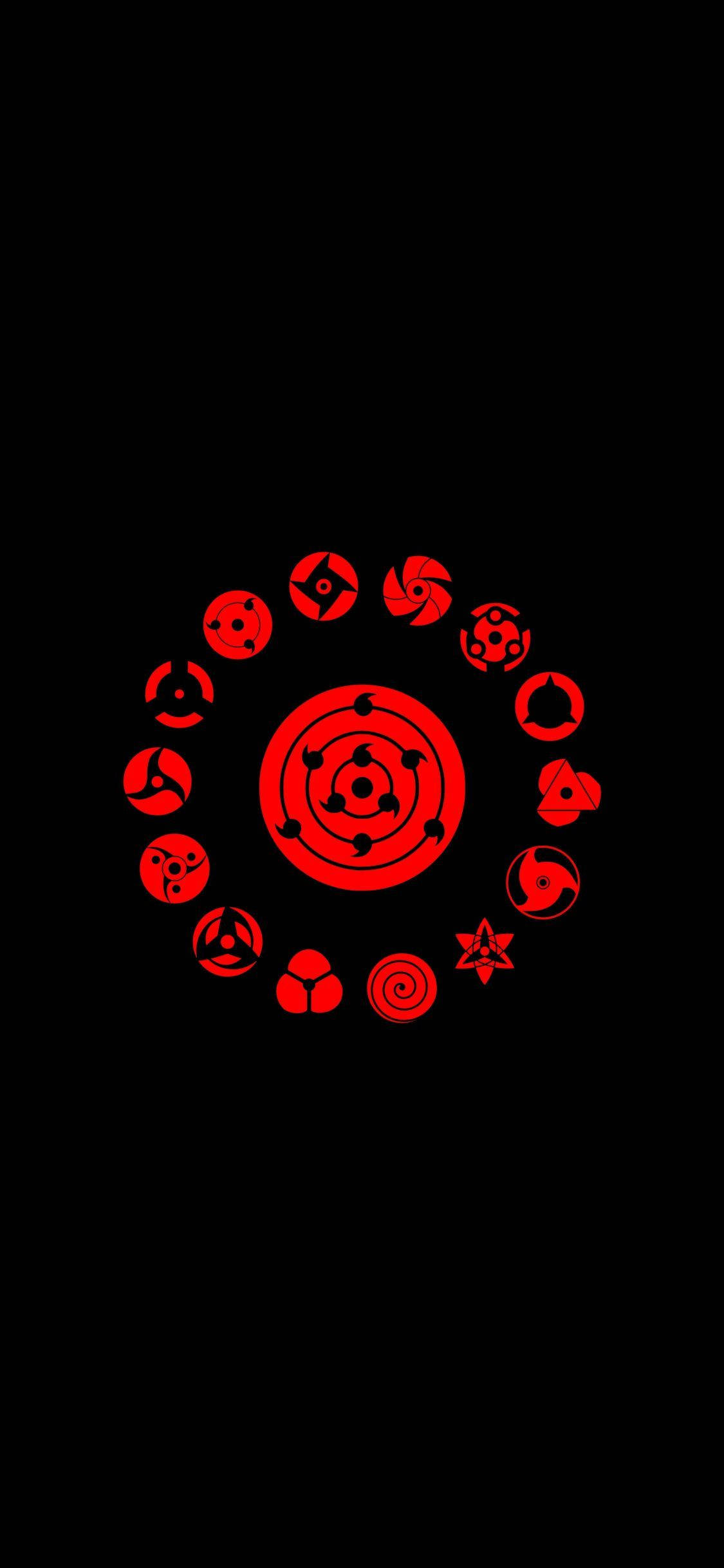 Naruto Sharingan Symbols iPhone Picha ya Ukuta