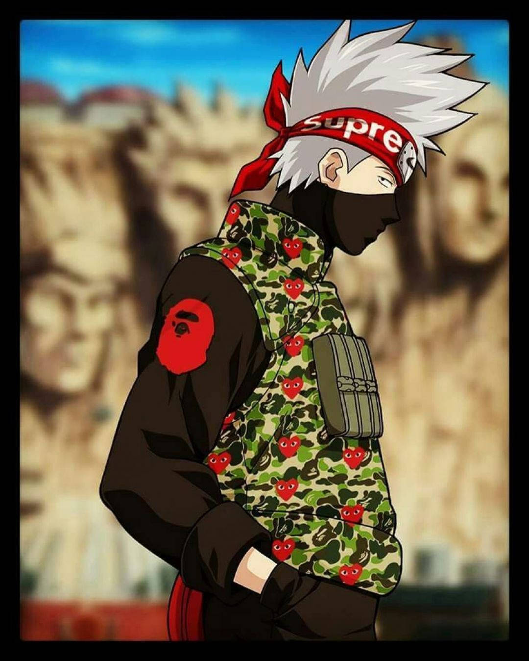 Naruto Swag Kakashi Vazi la Kijeshi Picha ya Ukuta
