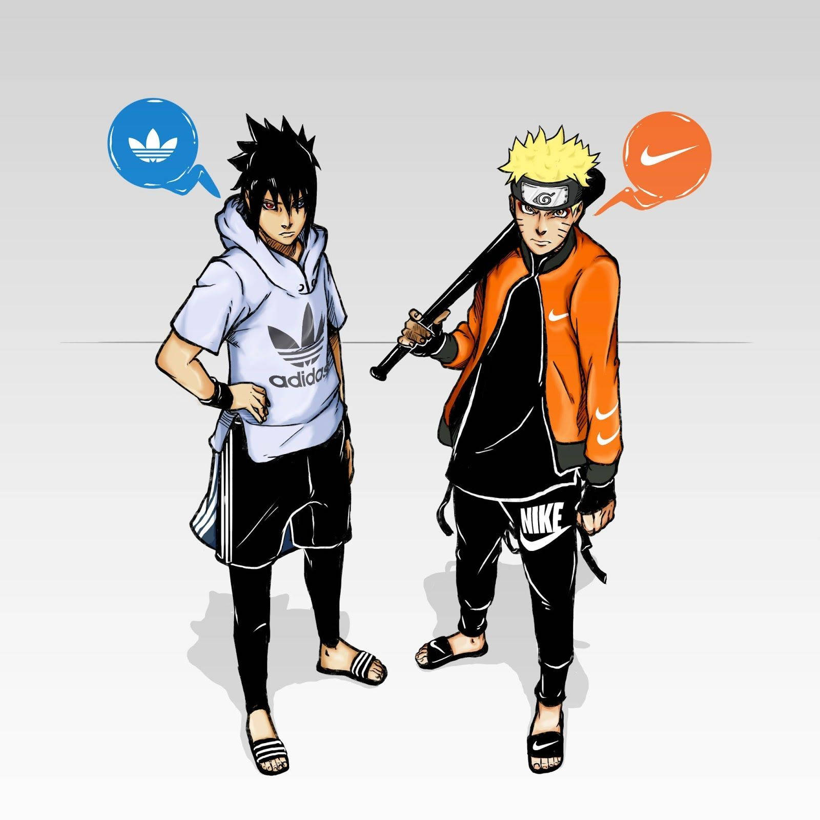 Naruto Swag Na Sasuke Katika Adidas Na Nike Picha ya Ukuta