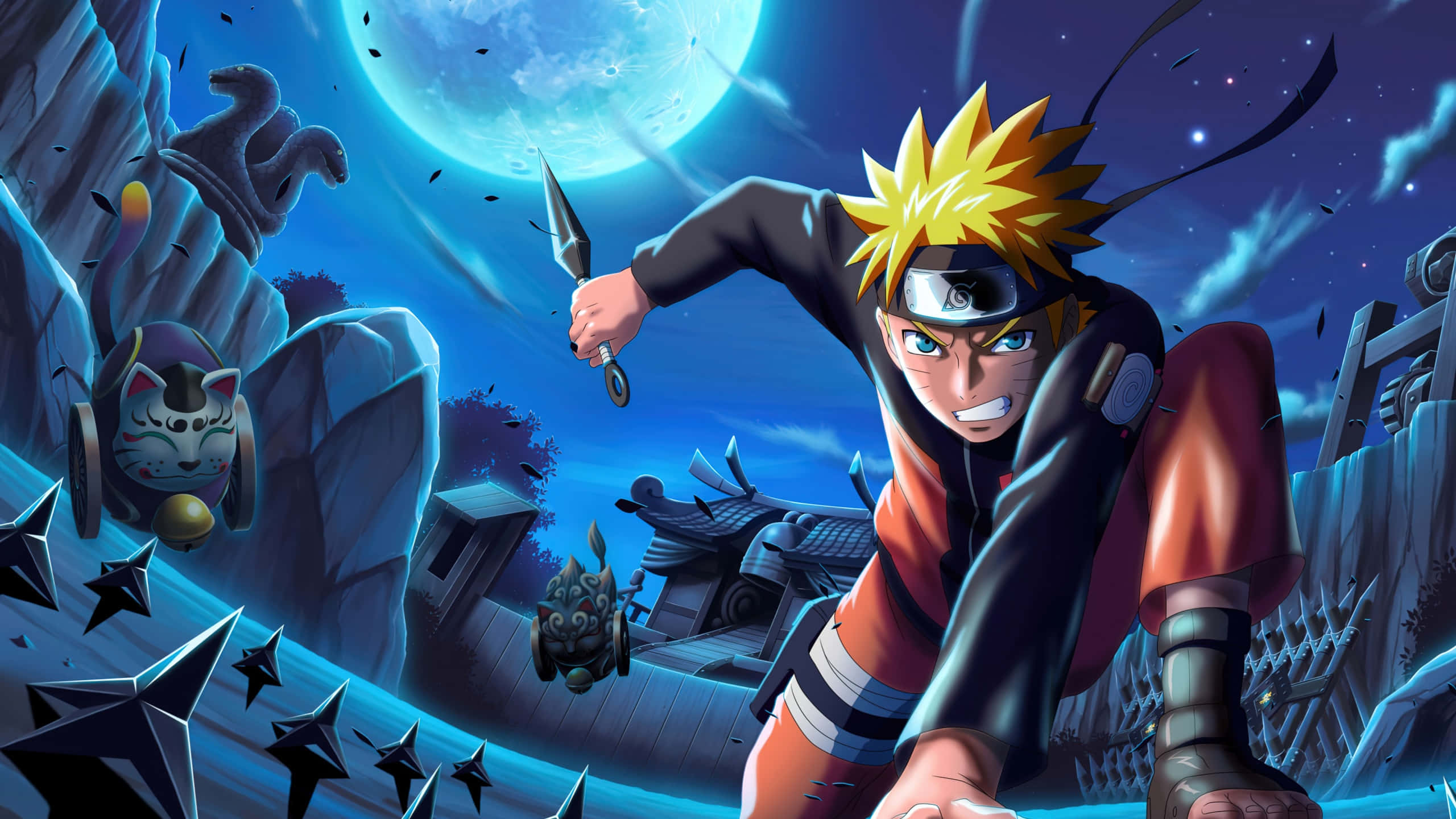 Naruto Uzumaki Akipigana Usiku 4K Picha ya Ukuta