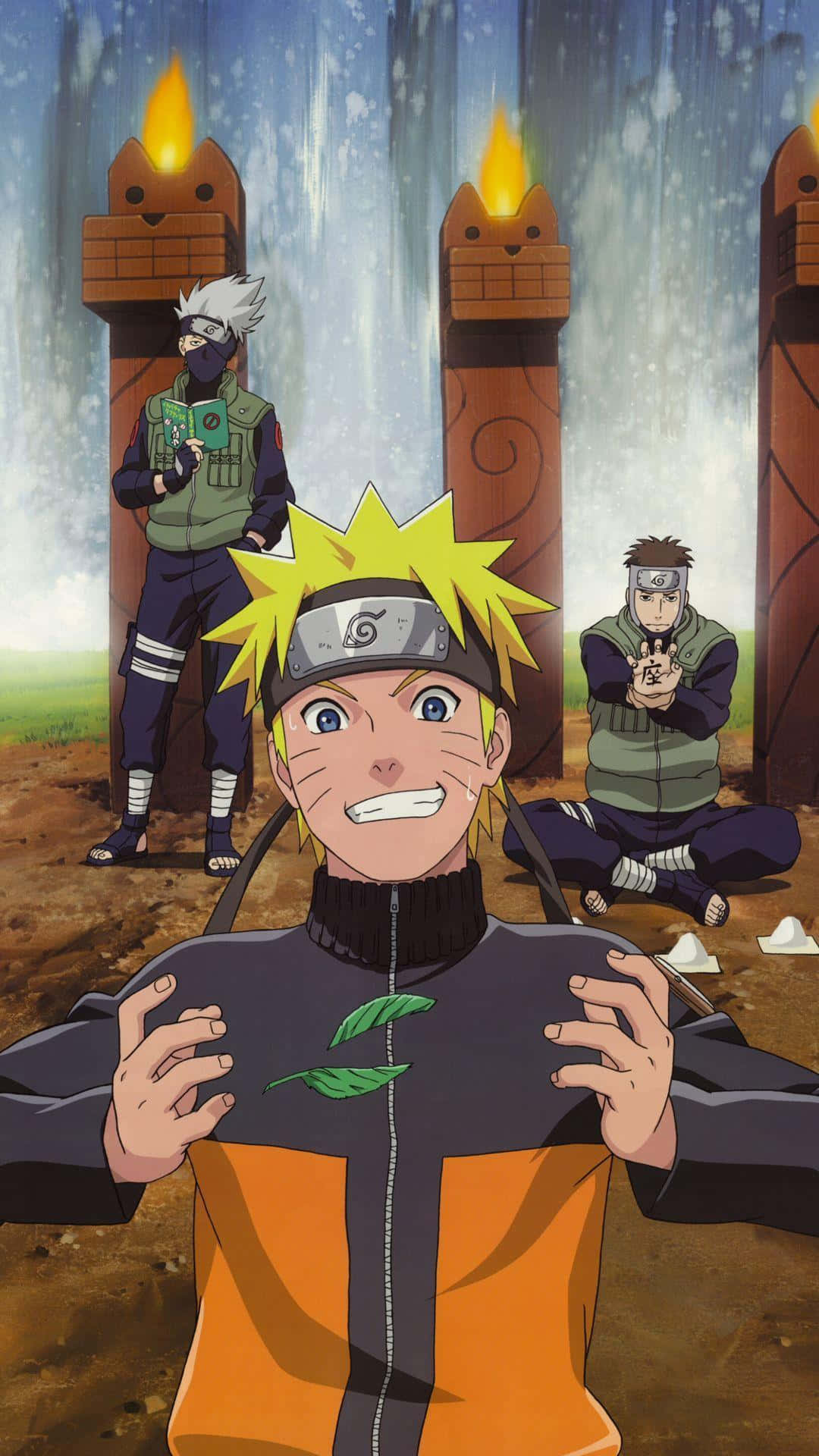 Naruto Uzumaki Mwenye Msimamo Mkali wa Vita kwenye Mwanga Unaong'aa Picha ya Ukuta