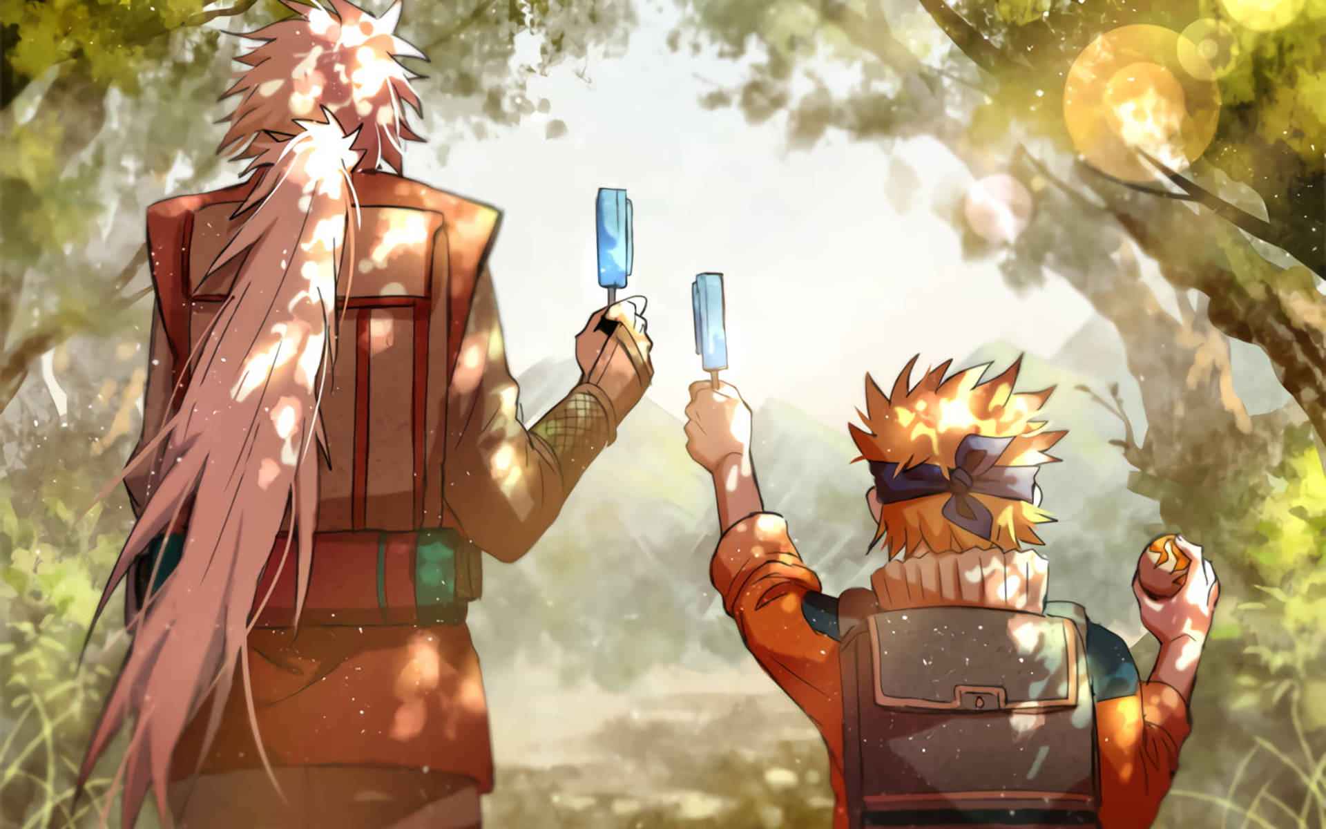 Naruto Wahusika Jiraiya Na Naruto Picha ya Ukuta