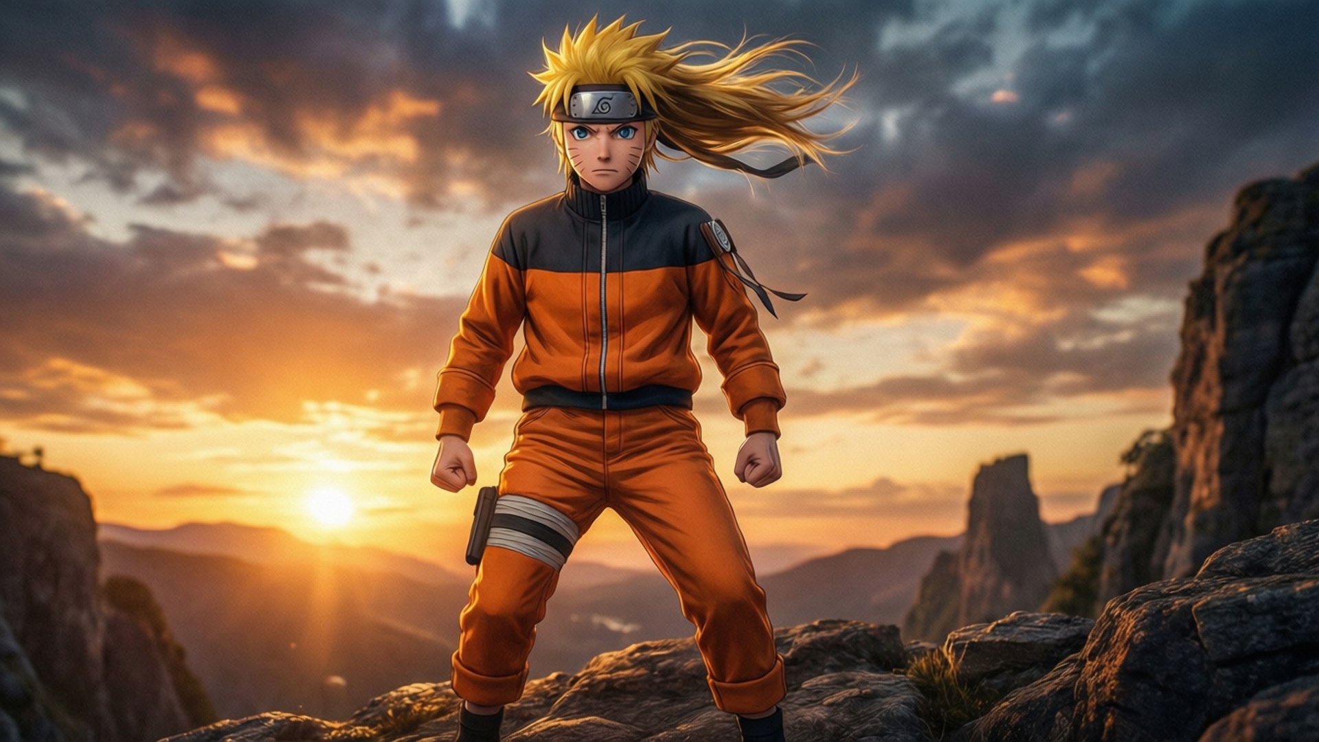 Naruto wakati wa Machweo Picha ya Ukuta