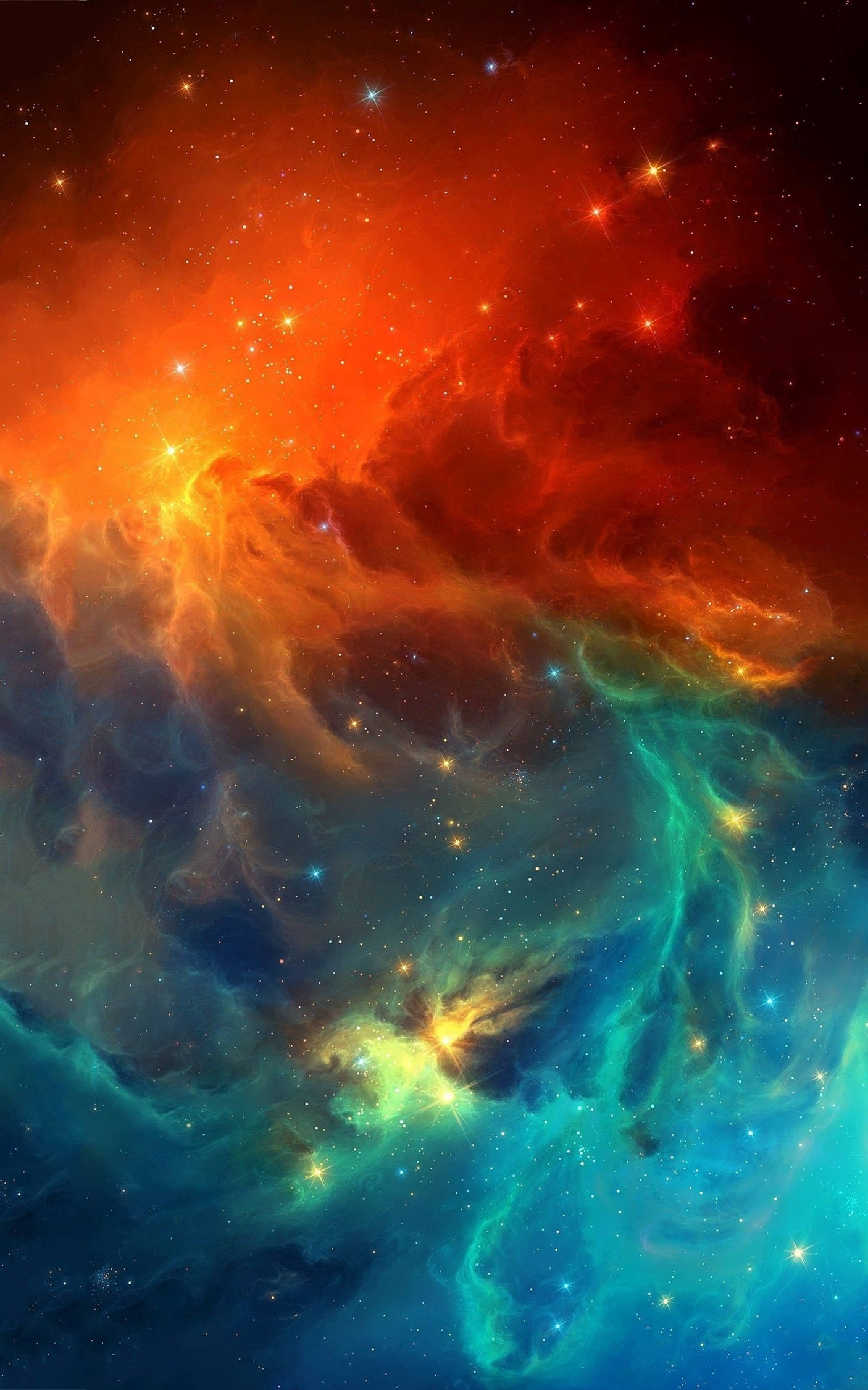 Nebula Nyekundu na Bluu ya Android 4K Picha ya Ukuta