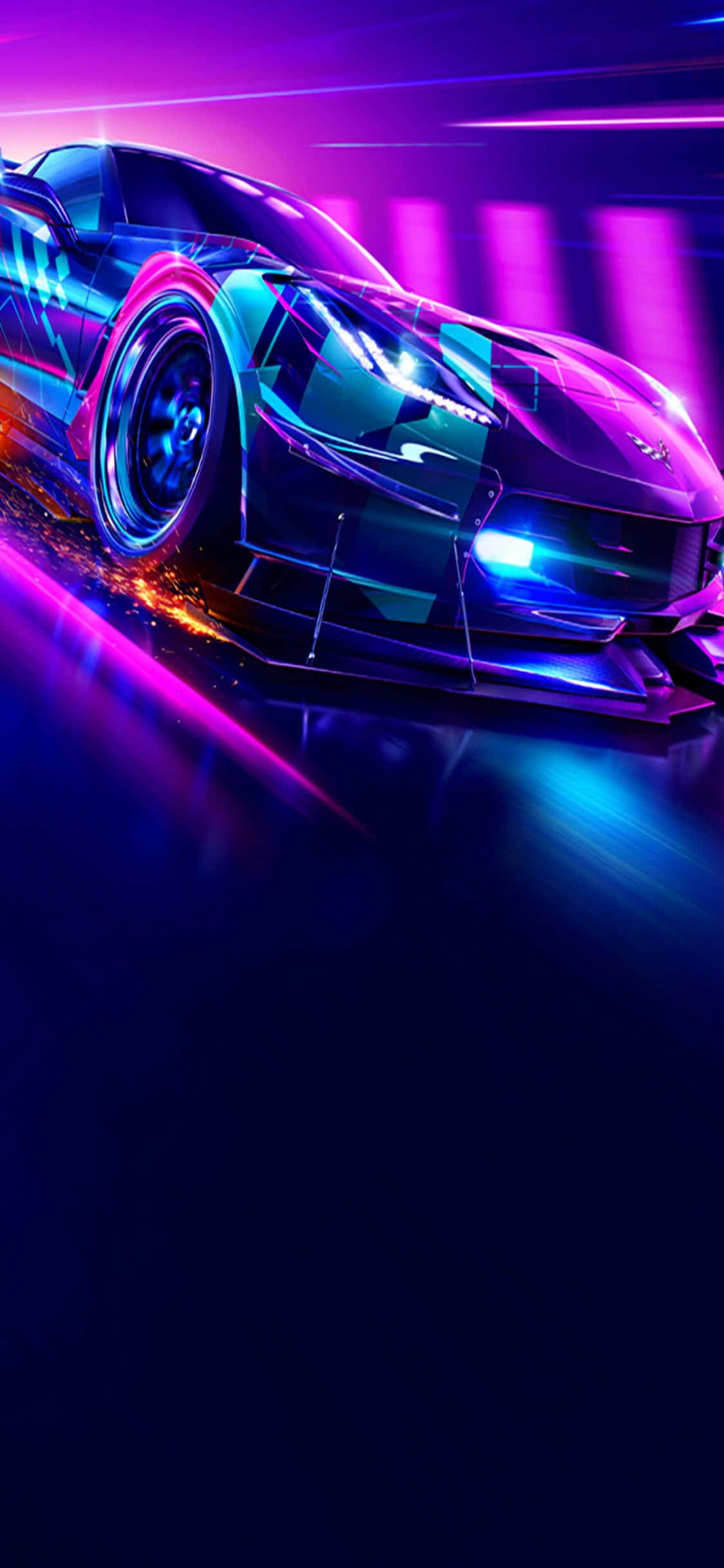 Need for Speed Heat inawasha mazingira ya mbio kwenye iPhone Xs Picha ya Ukuta