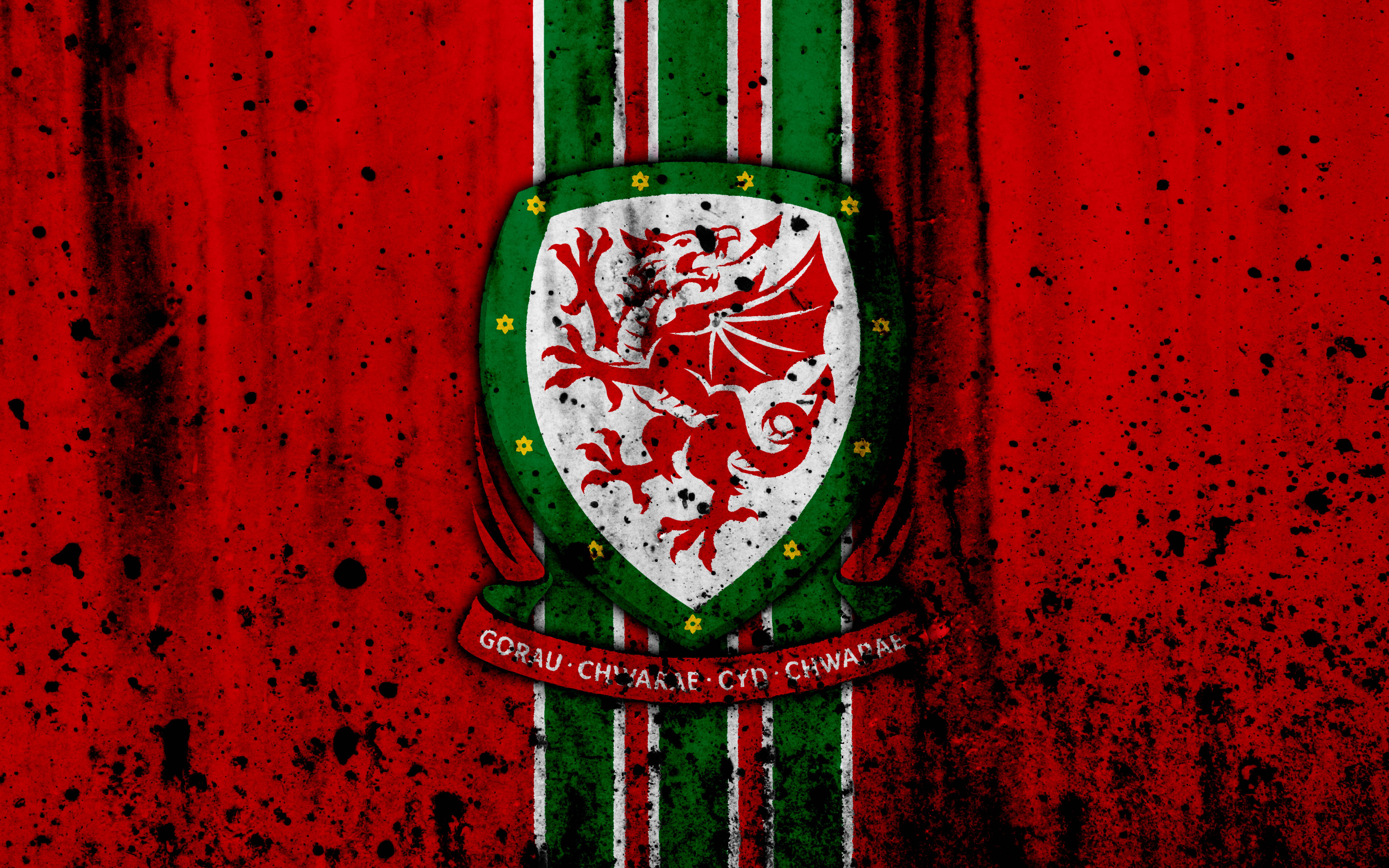 Nembo Iliyochafuka ya Timu ya Taifa ya Wales ya Soka Picha ya Ukuta