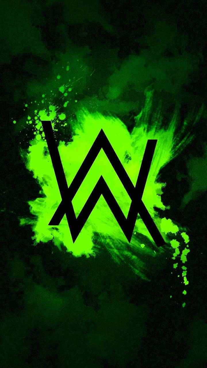 Nembo ya Alan Walker Kijani Kibichi na Nyeusi Picha ya Ukuta