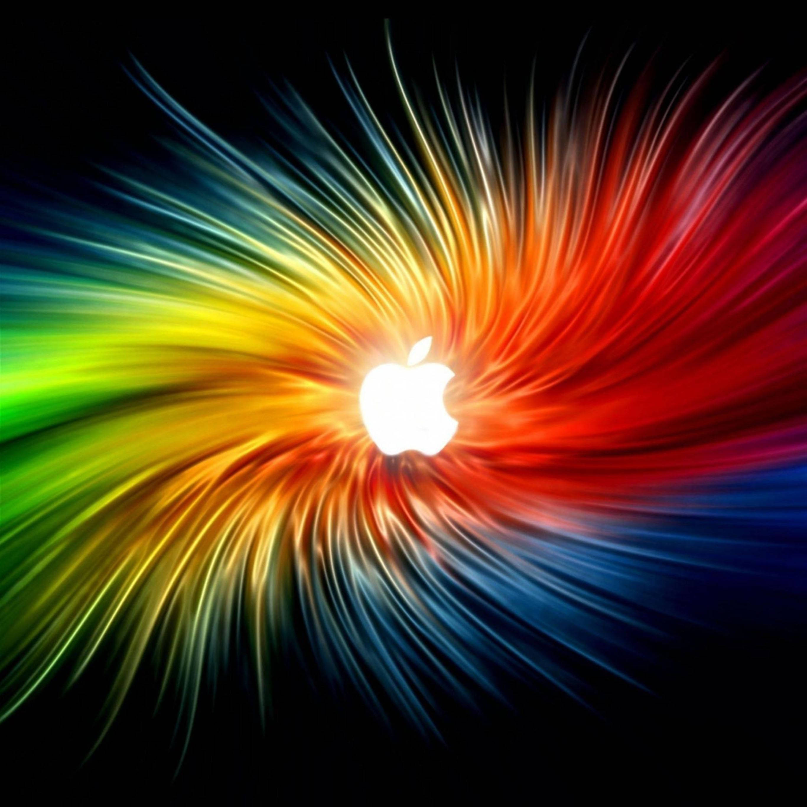 Nembo ya Apple ya iPad Pro kwenye Kitambaa cha Upinde wa mvua Picha ya Ukuta