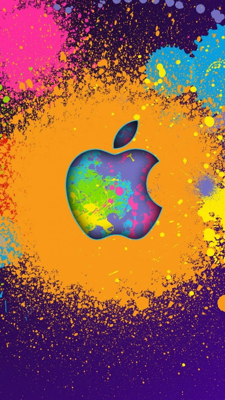Nembo ya Apple ya Rangi ya Sanaa kwa iPhone Picha ya Ukuta