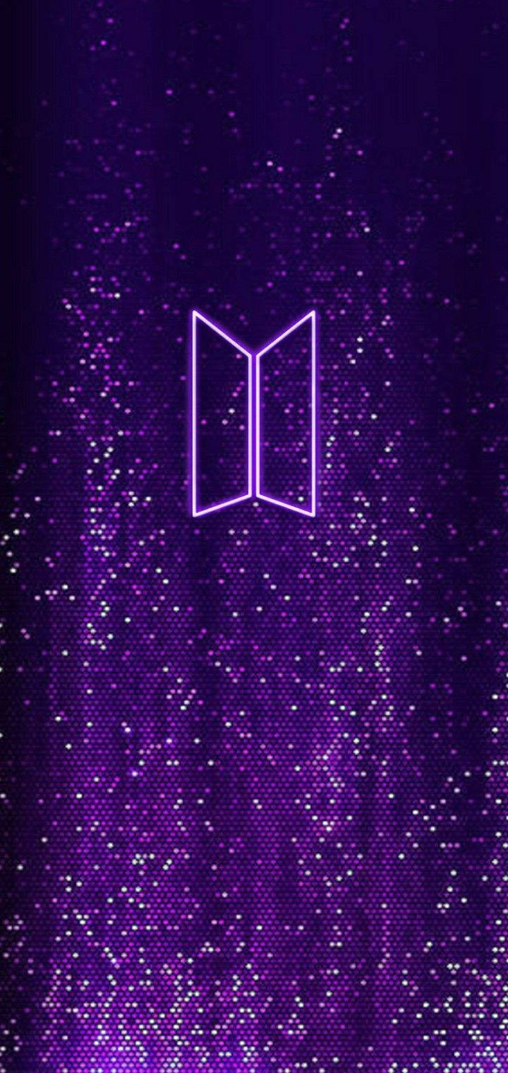 Nembo ya BTS ya Rangi ya Zambarau ya Neon Picha ya Ukuta