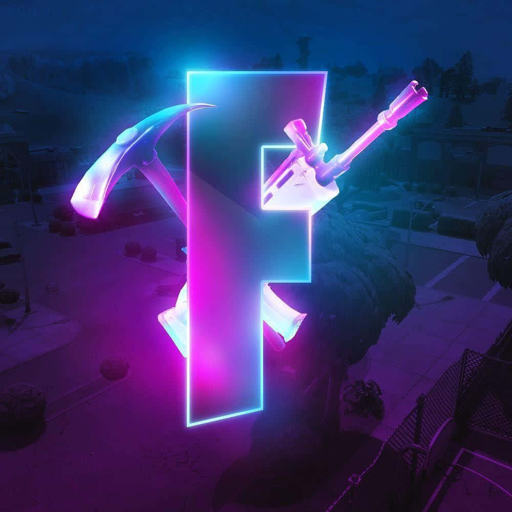 Nembo ya Fortnite yenye Mng'aro wa Zambarau Picha ya Ukuta