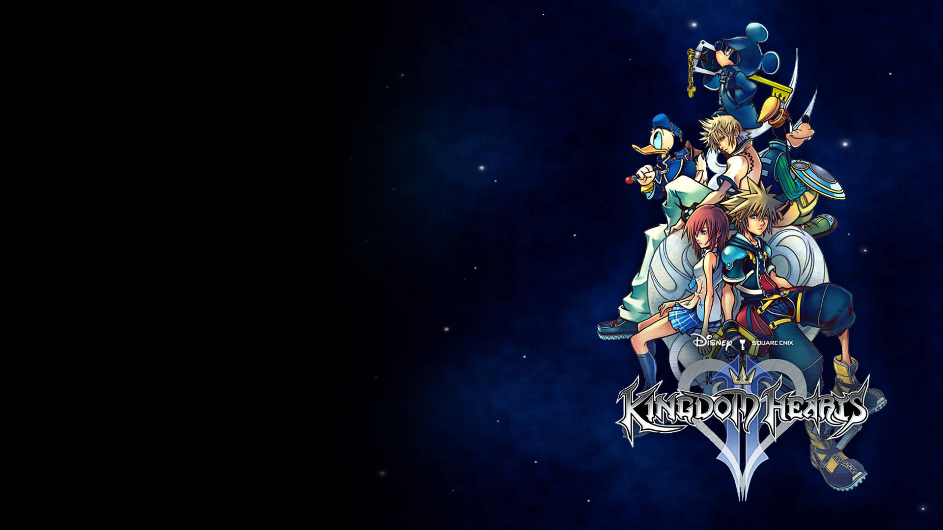Nembo ya Kingdom Hearts kwenye Mandharinyuma ya Giza Picha ya Ukuta
