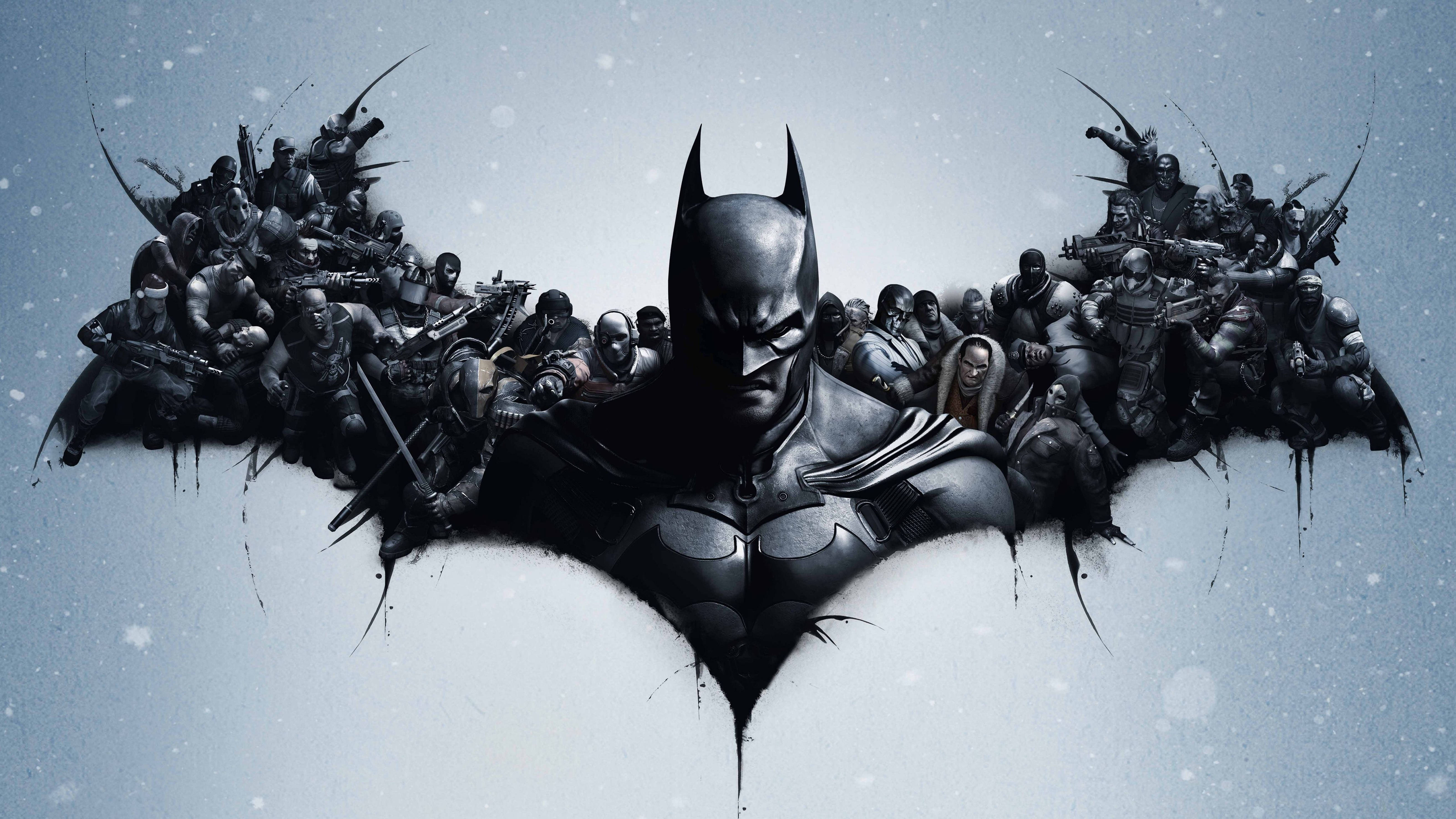 Nembo ya Kisanaa ya Batman Arkham City 4K Picha ya Ukuta