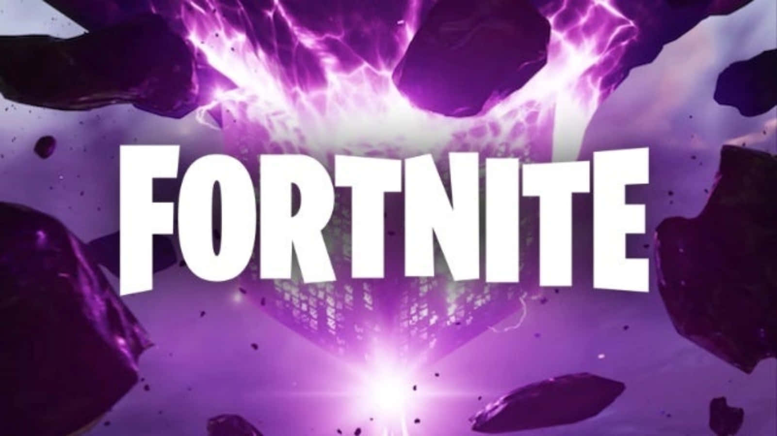 Nembo ya Kufurahisha ya Fortnite na Mishipa ya Umeme ya Zambarau Picha ya Ukuta