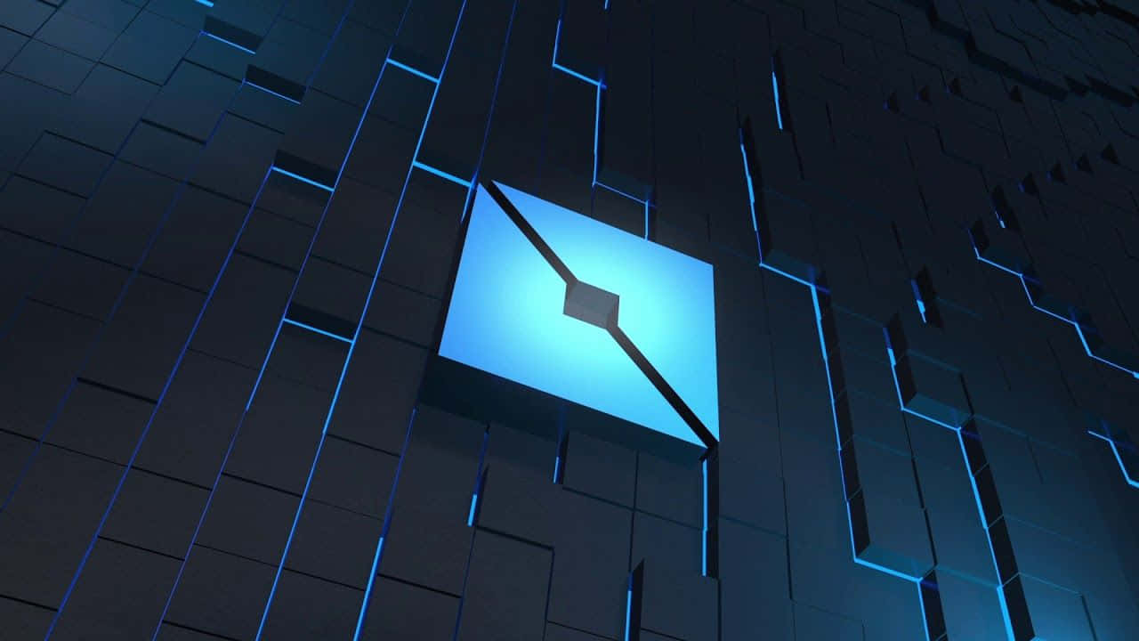 Nembo ya Roblox ya Mraba ya 3D ya Bluu Picha ya Ukuta