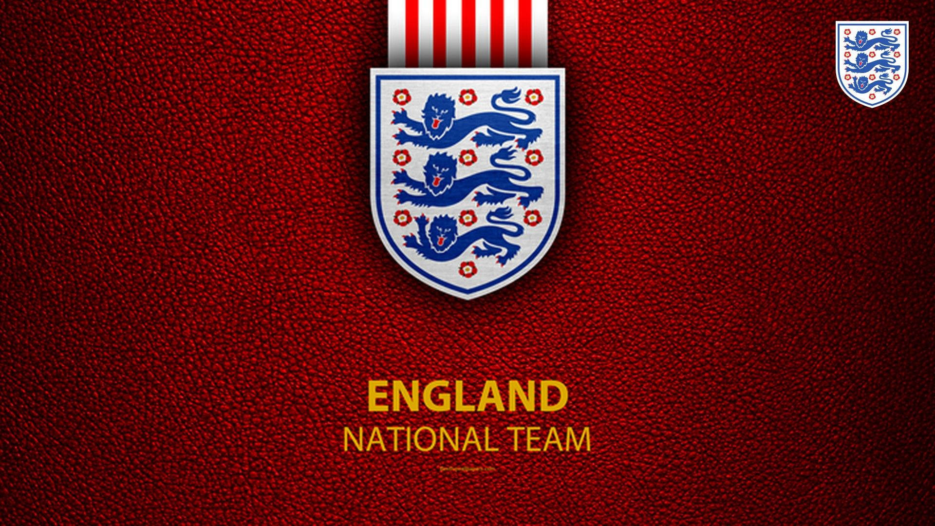 Nembo ya Timu ya Taifa ya Soka ya England kwenye Mandhari ya Bendera Nyekundu Iliyokolea Picha ya Ukuta