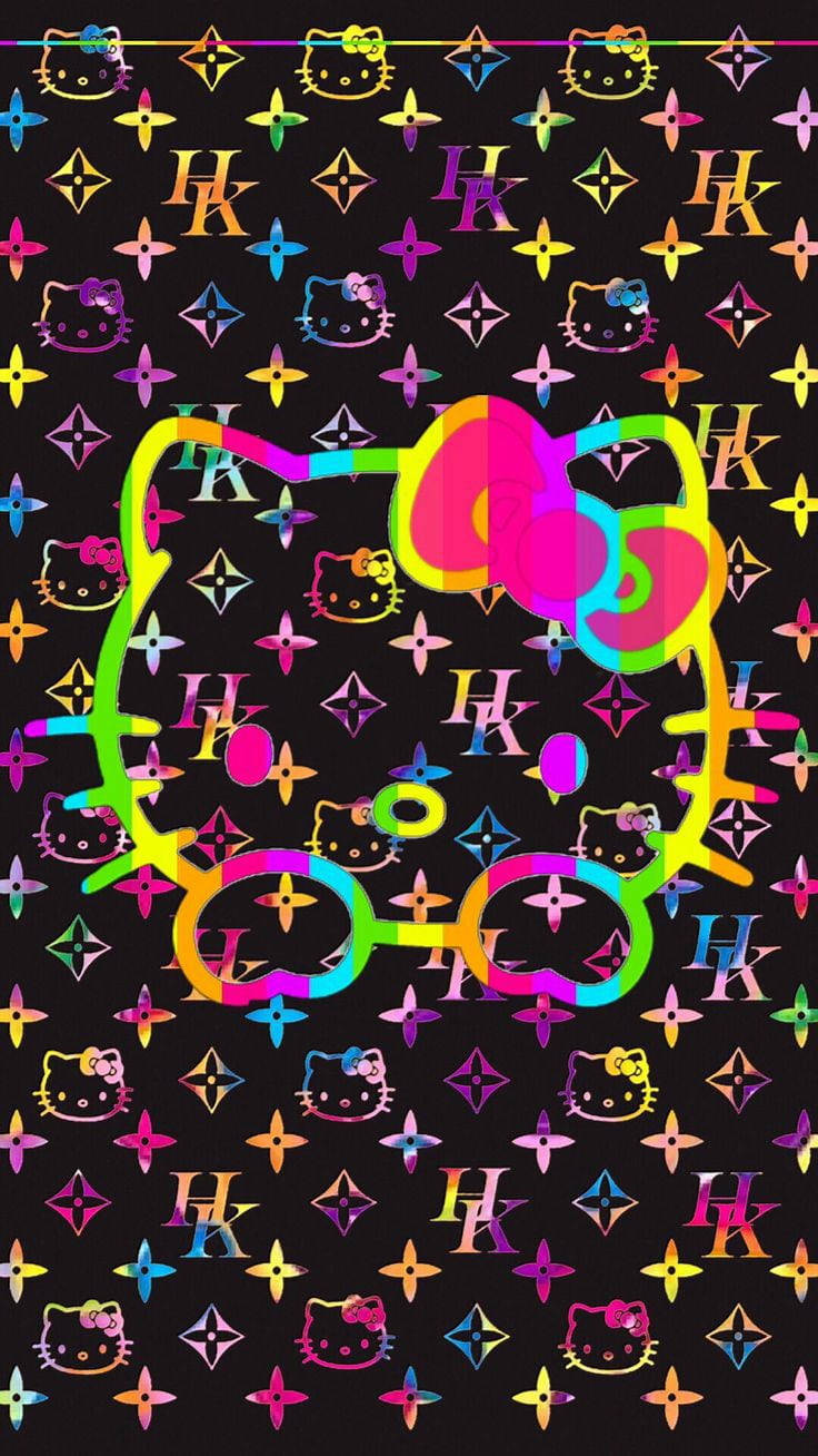 Nembo Yenye Rangi Nyeusi Helly Kitty Picha ya Ukuta