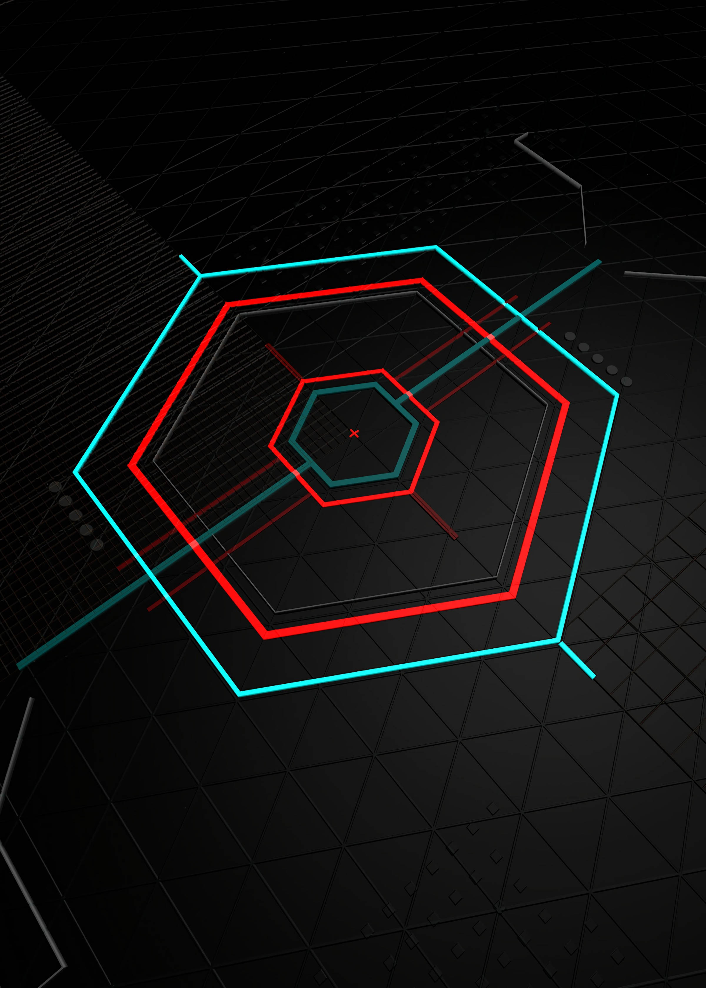 Neon Hexagon Laser Picha ya Ukuta