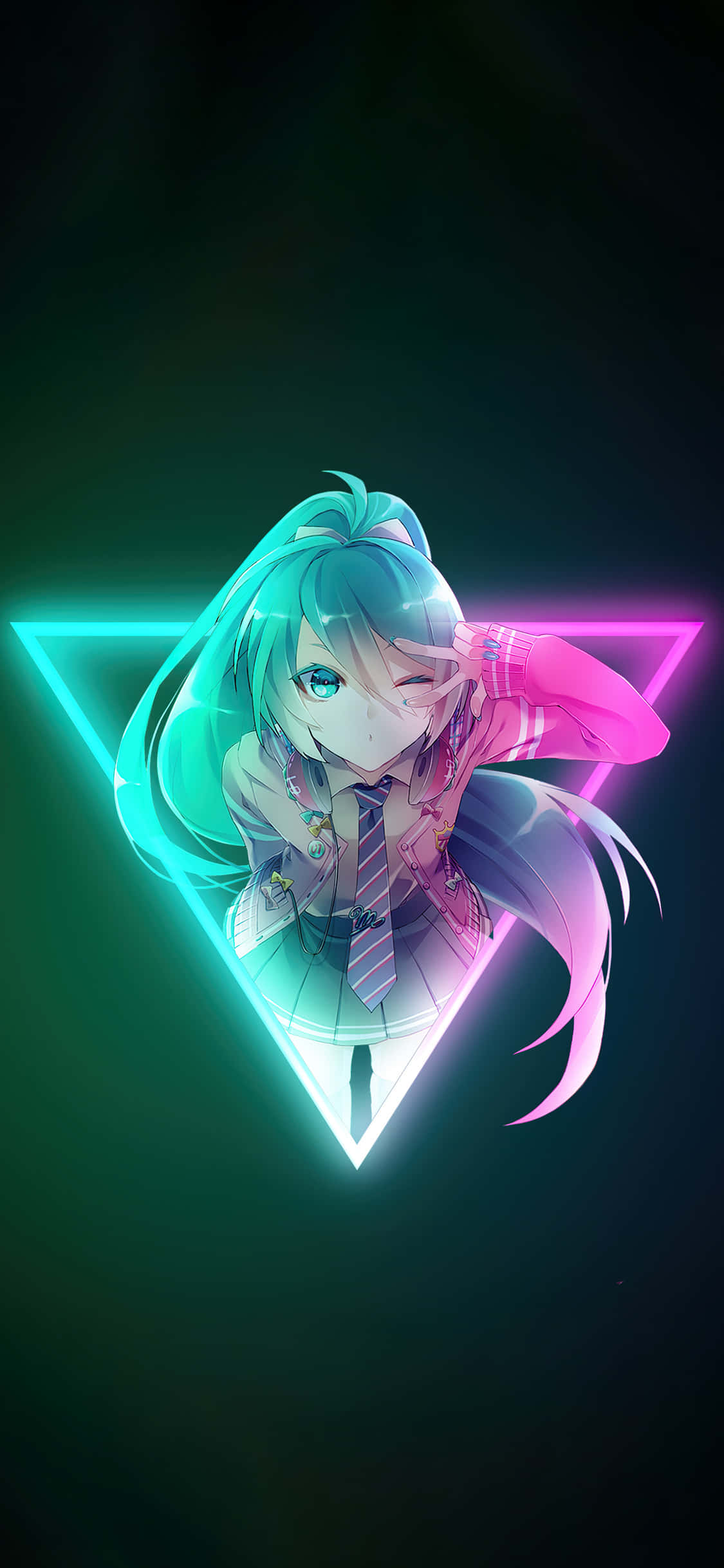 Anime Girl ya Neon Lock Screen Picha ya Ukuta