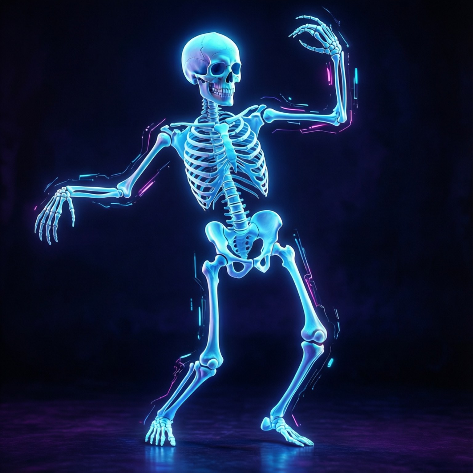 Neon Mfupa wa Bluu Picha ya Ukuta