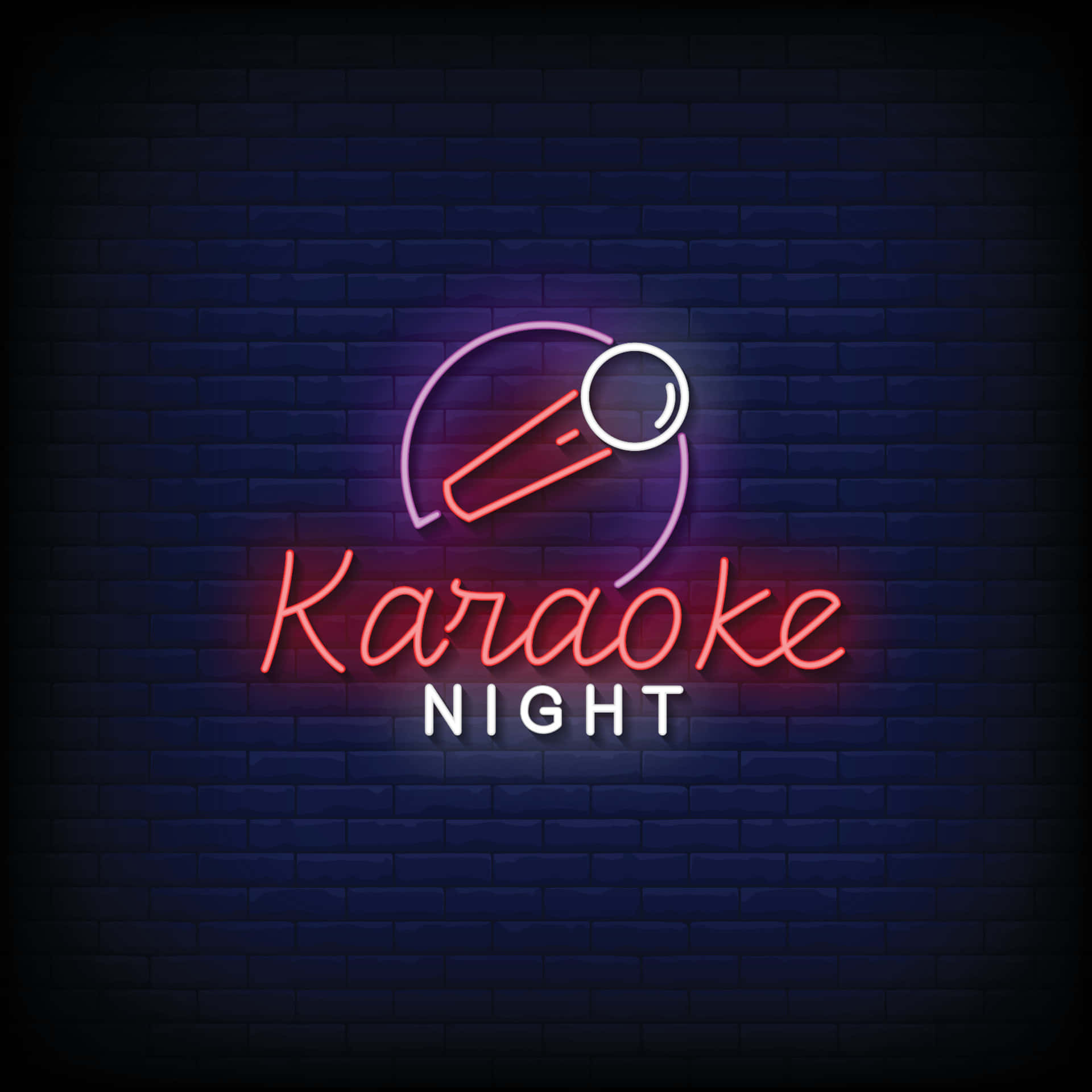 Neon Sign Karaoke Night Background Picha ya Ukuta