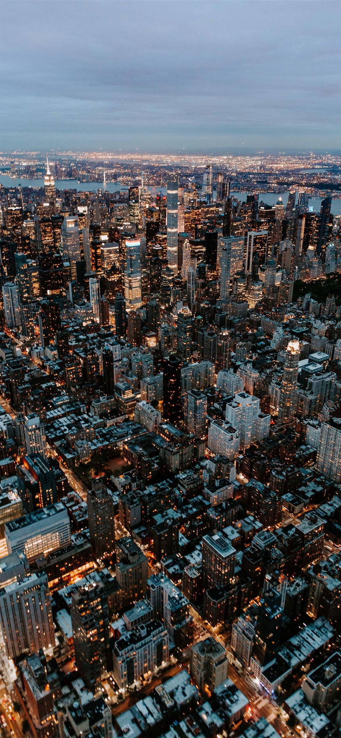 New York City iPhone X Aerial View Picha ya Ukuta