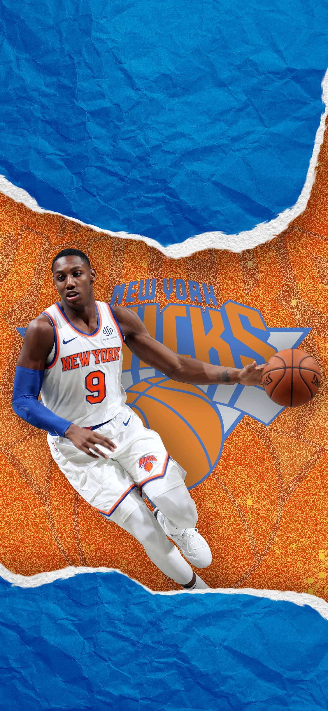 New York Knicks Orange Blue Logo Picha ya Ukuta